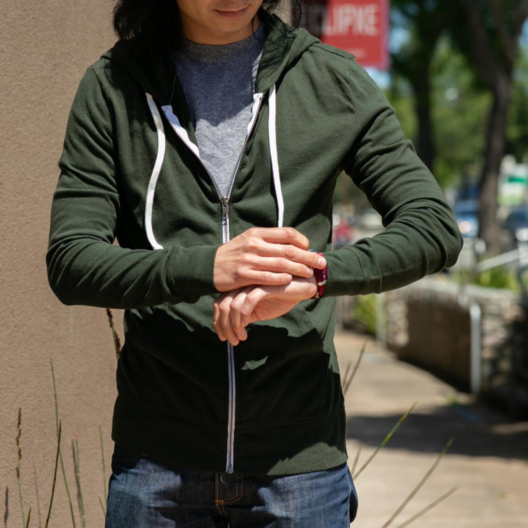 gustin superlight zip hoodie - olive