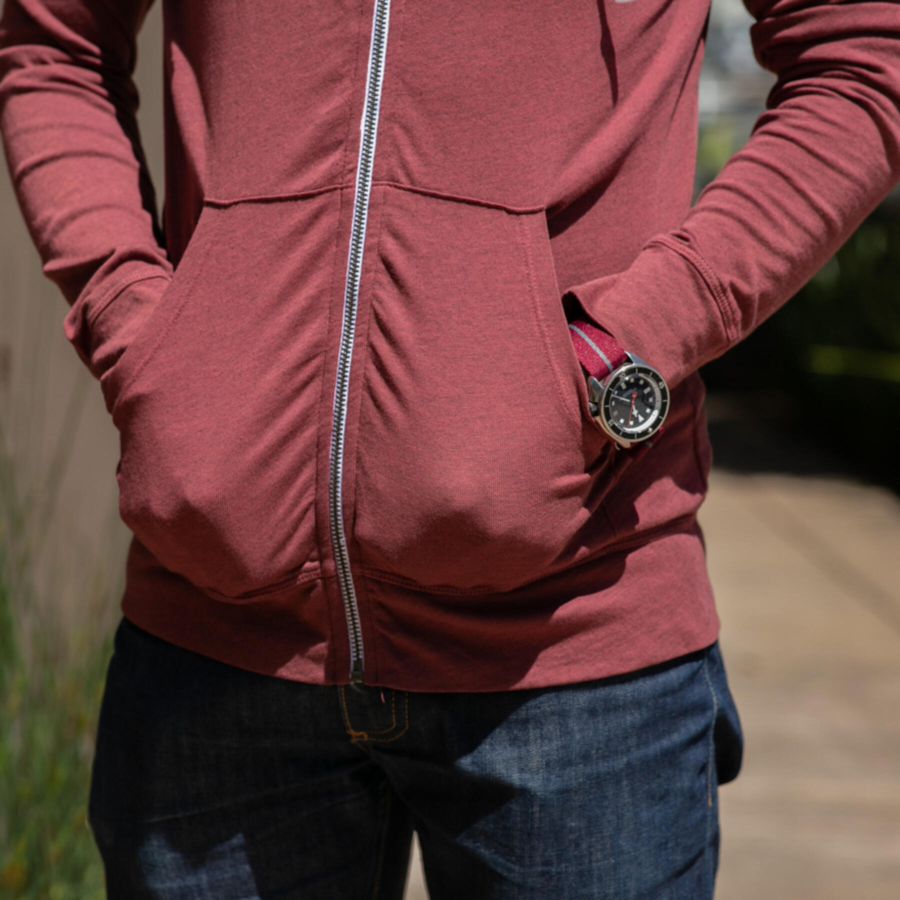 gustin superlight zip hoodie - faded red
