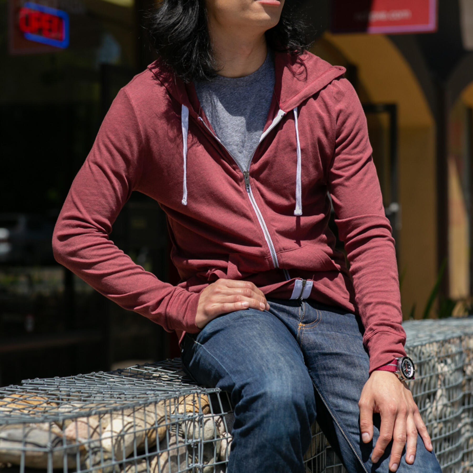 gustin superlight zip hoodie - faded red