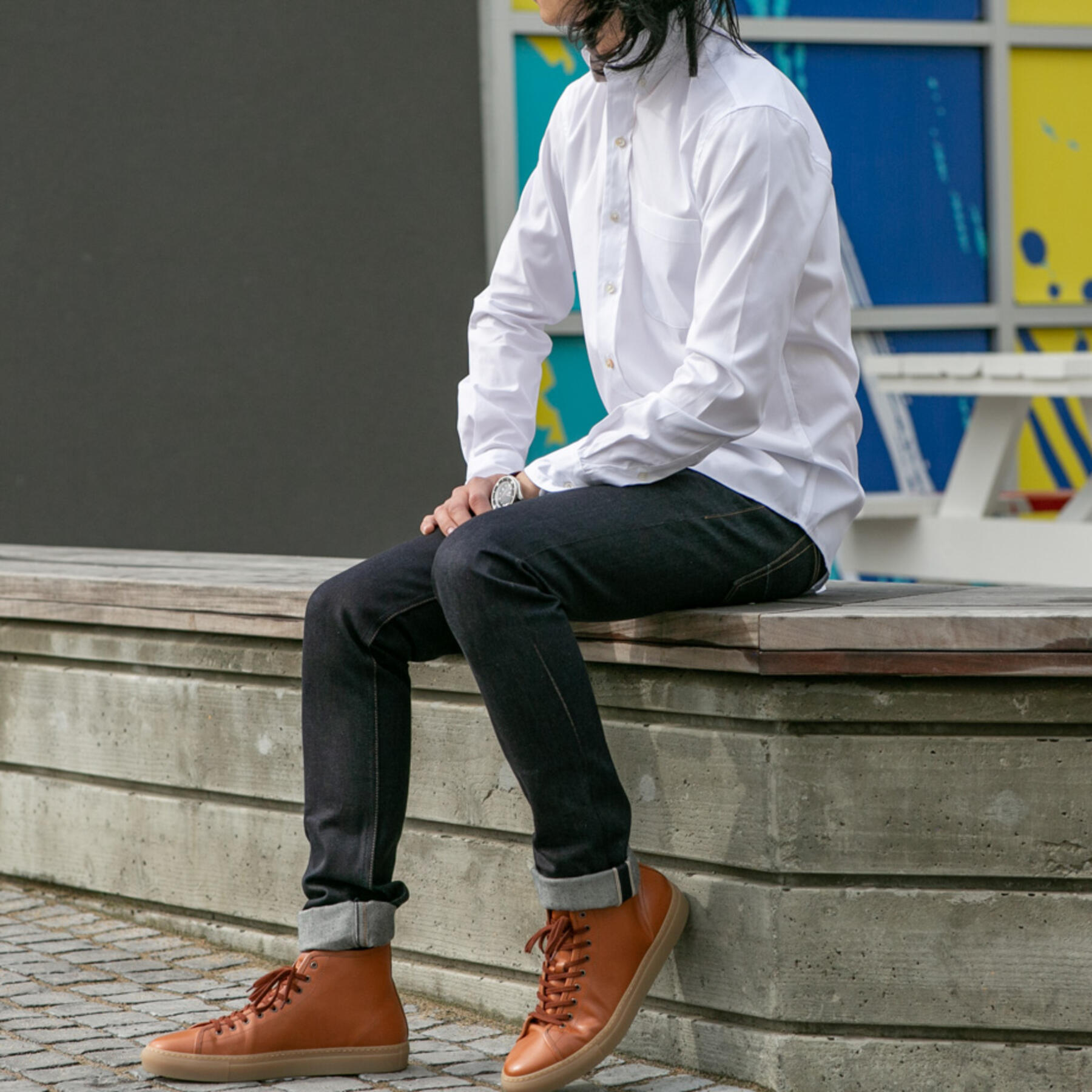gustin #657 japan white pinpoint oxford