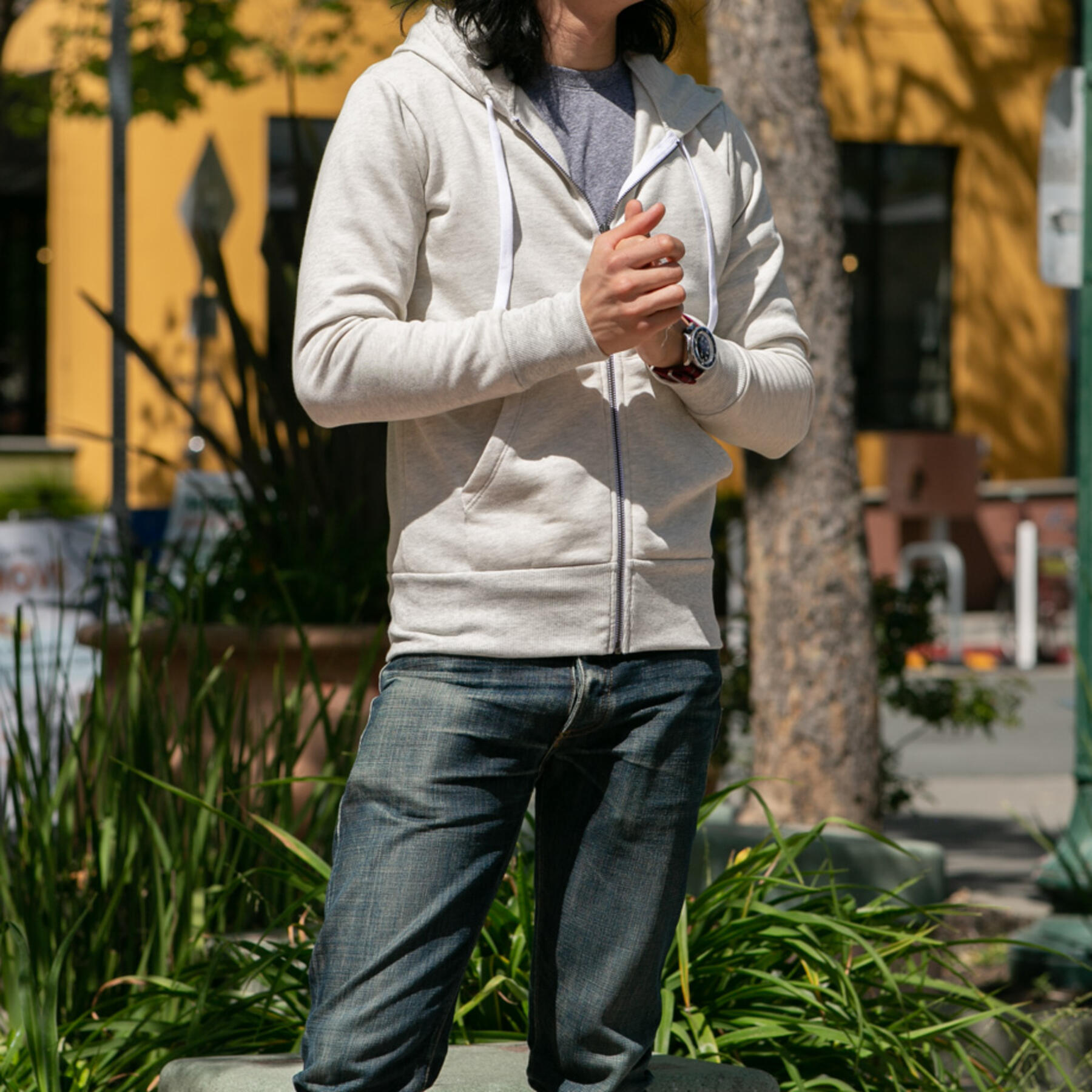 gustin fleece zip hoodie - oatmeal