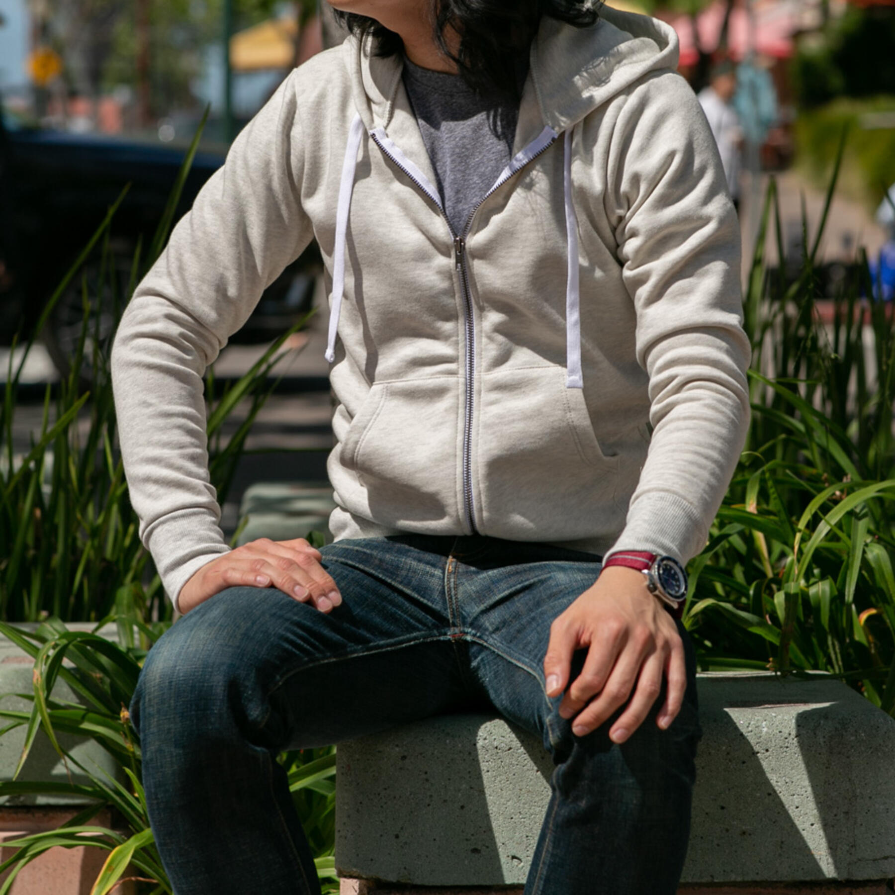 gustin fleece zip hoodie - oatmeal