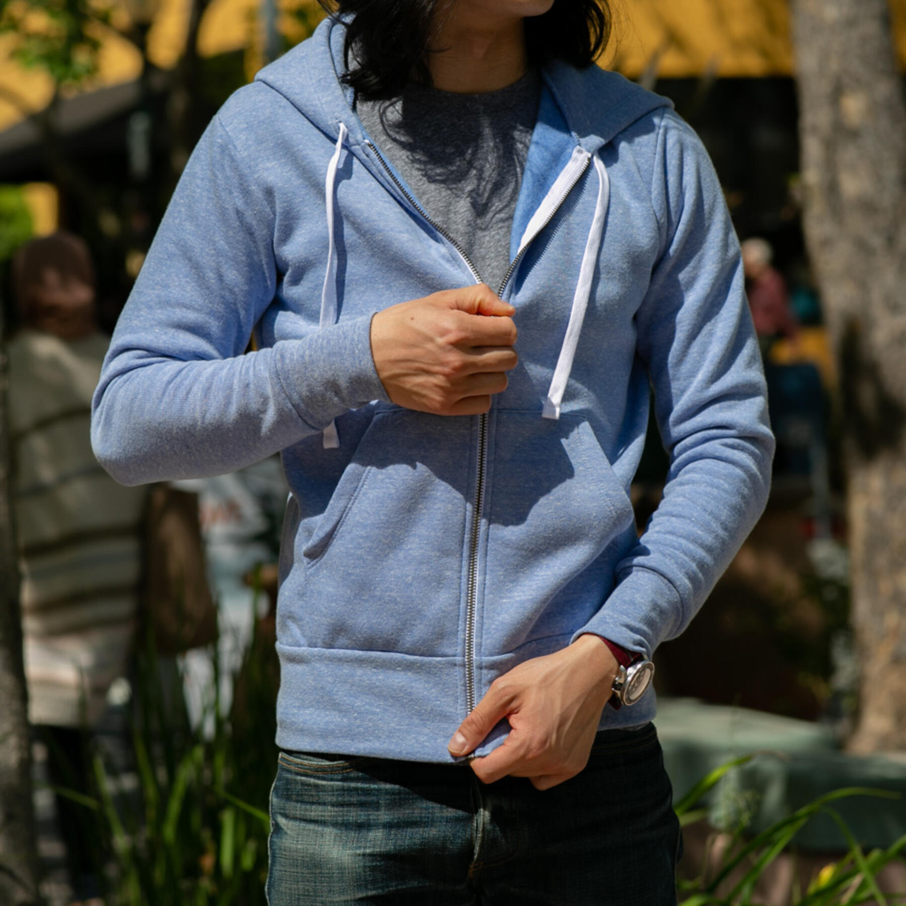 gustin fleece zip hoodie - heather sky