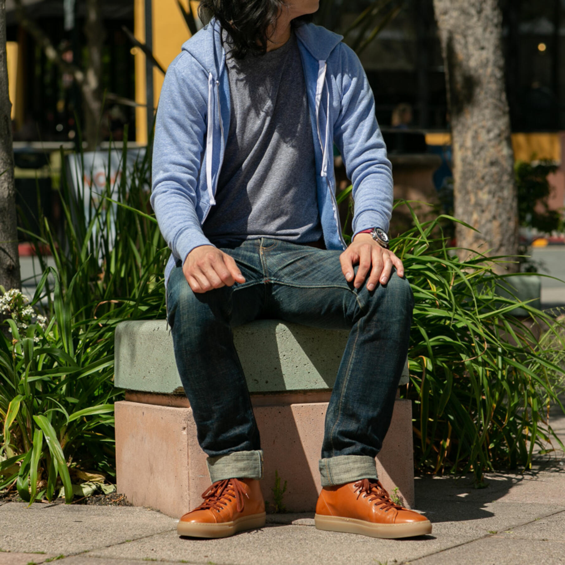 gustin fleece zip hoodie - heather sky