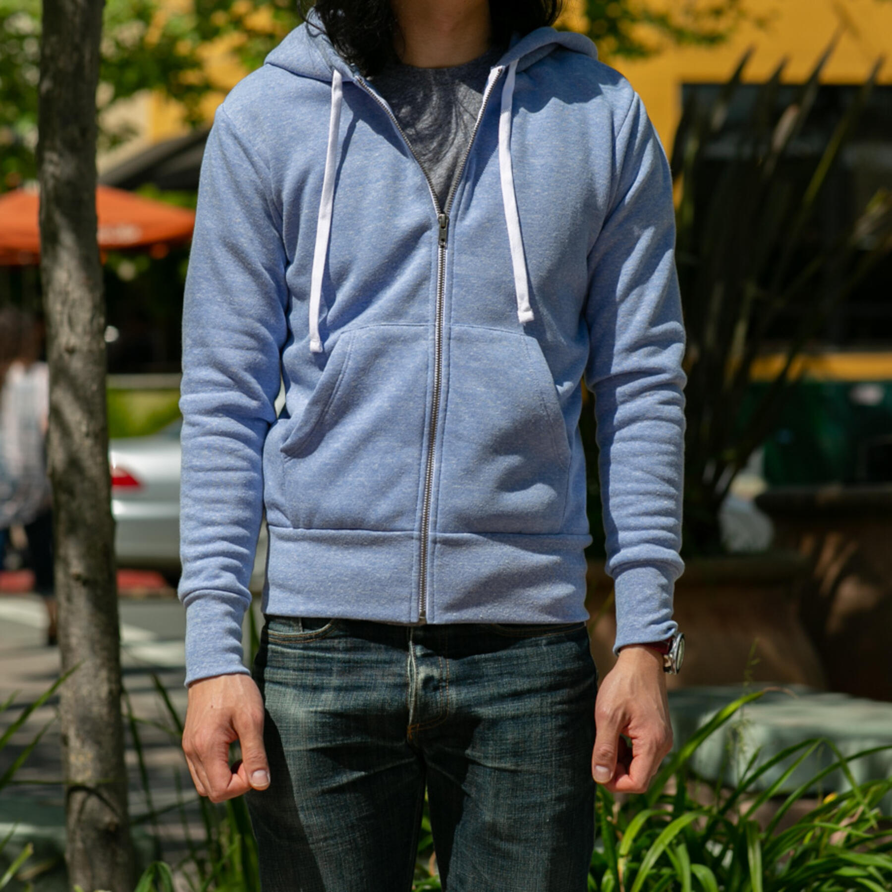gustin fleece zip hoodie - heather sky