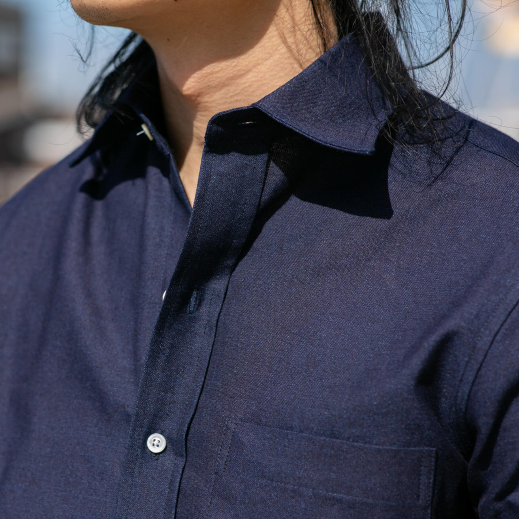 gustin #195 indigoxindigo chambray short sleeve shirt
