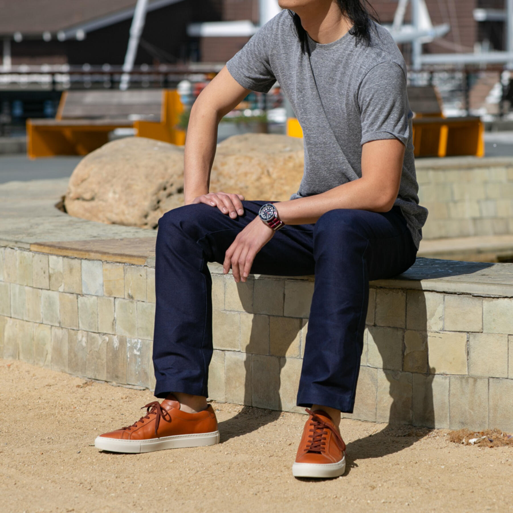 gustin #195 indigoxindigo chambray chinos