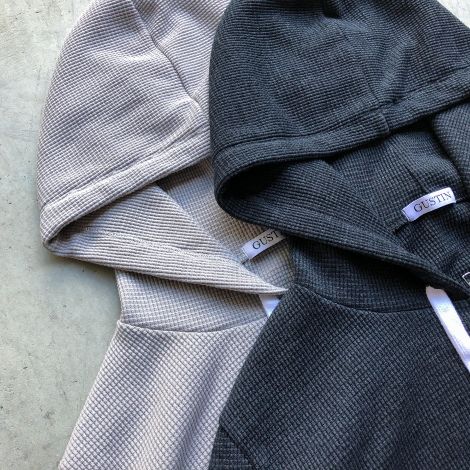 gustin waffle zip hoodie greyscale collection