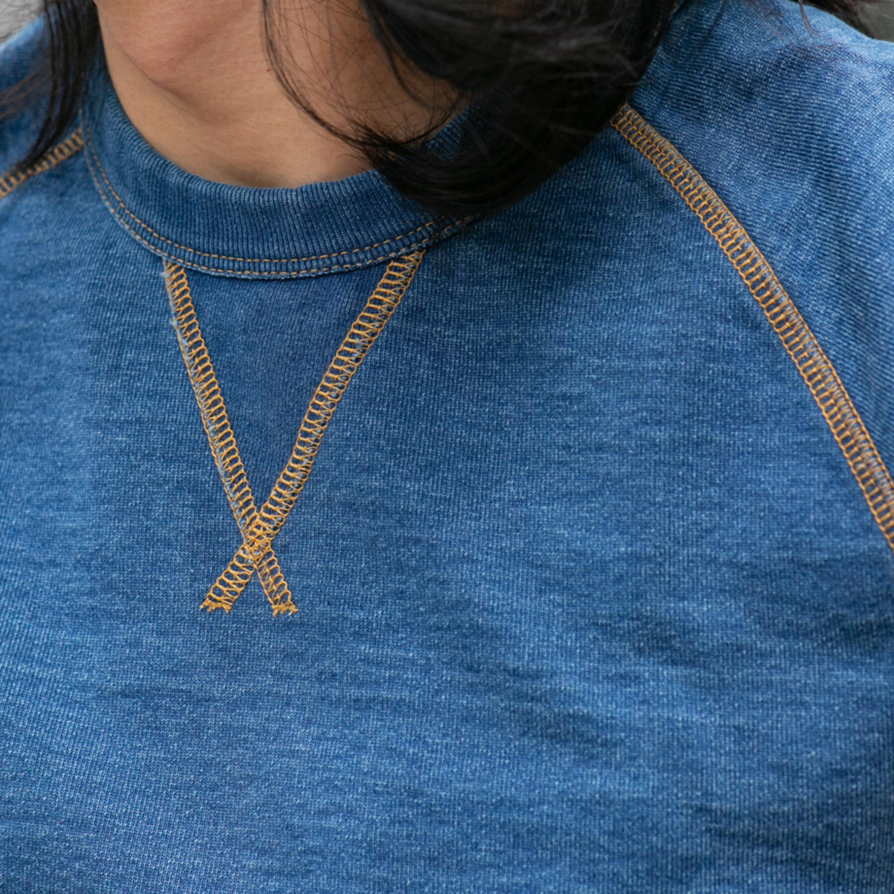 gustin vintage indigo contrast stitch crewneck sweatshirt