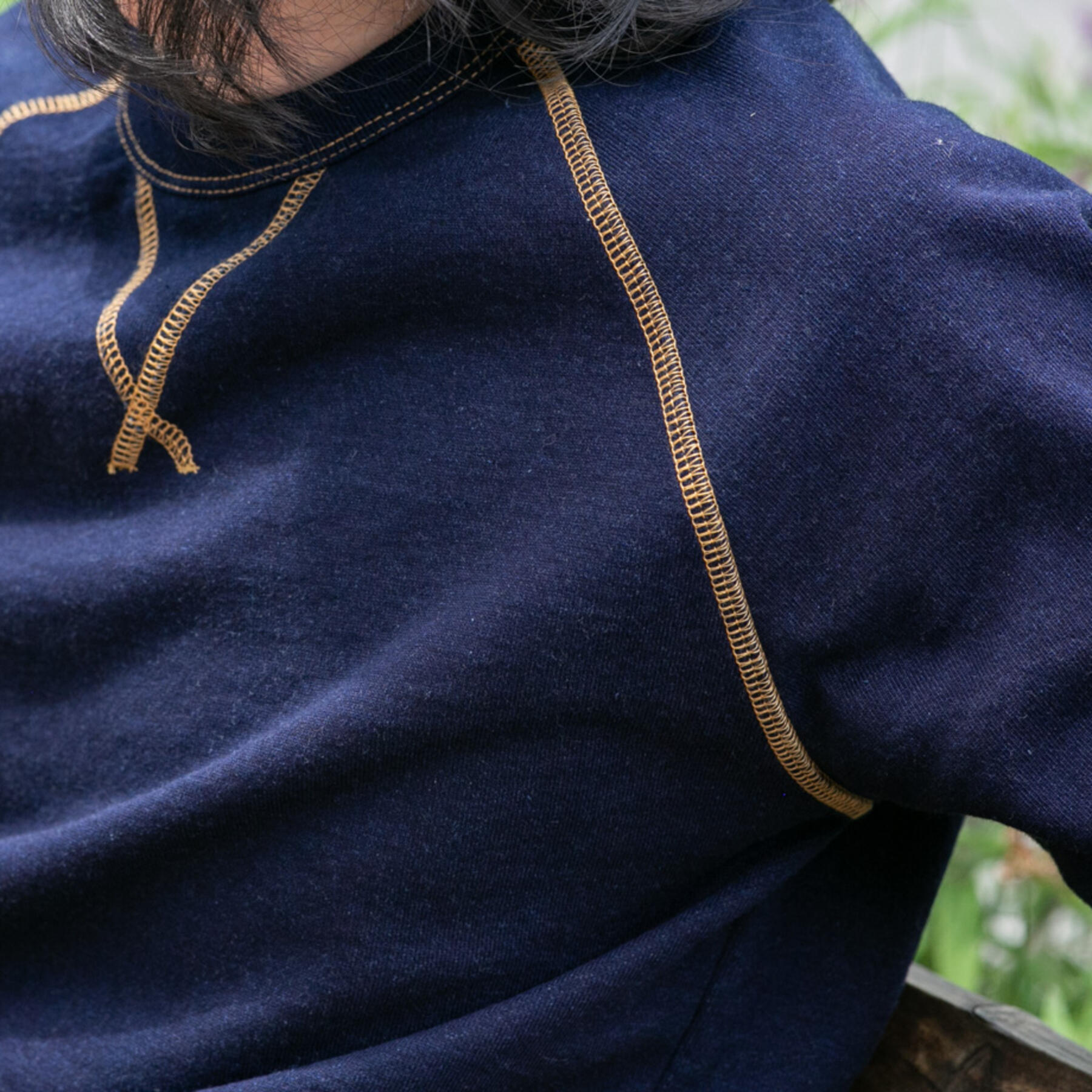 gustin indigo dye contrast stitch crewneck sweatshirt 2 pack