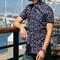 gustin #678 navy red paisley short sleeve shirt