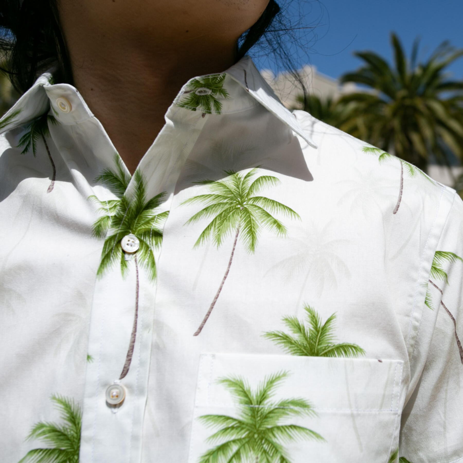 gustin #679 white palms short sleeve shirt