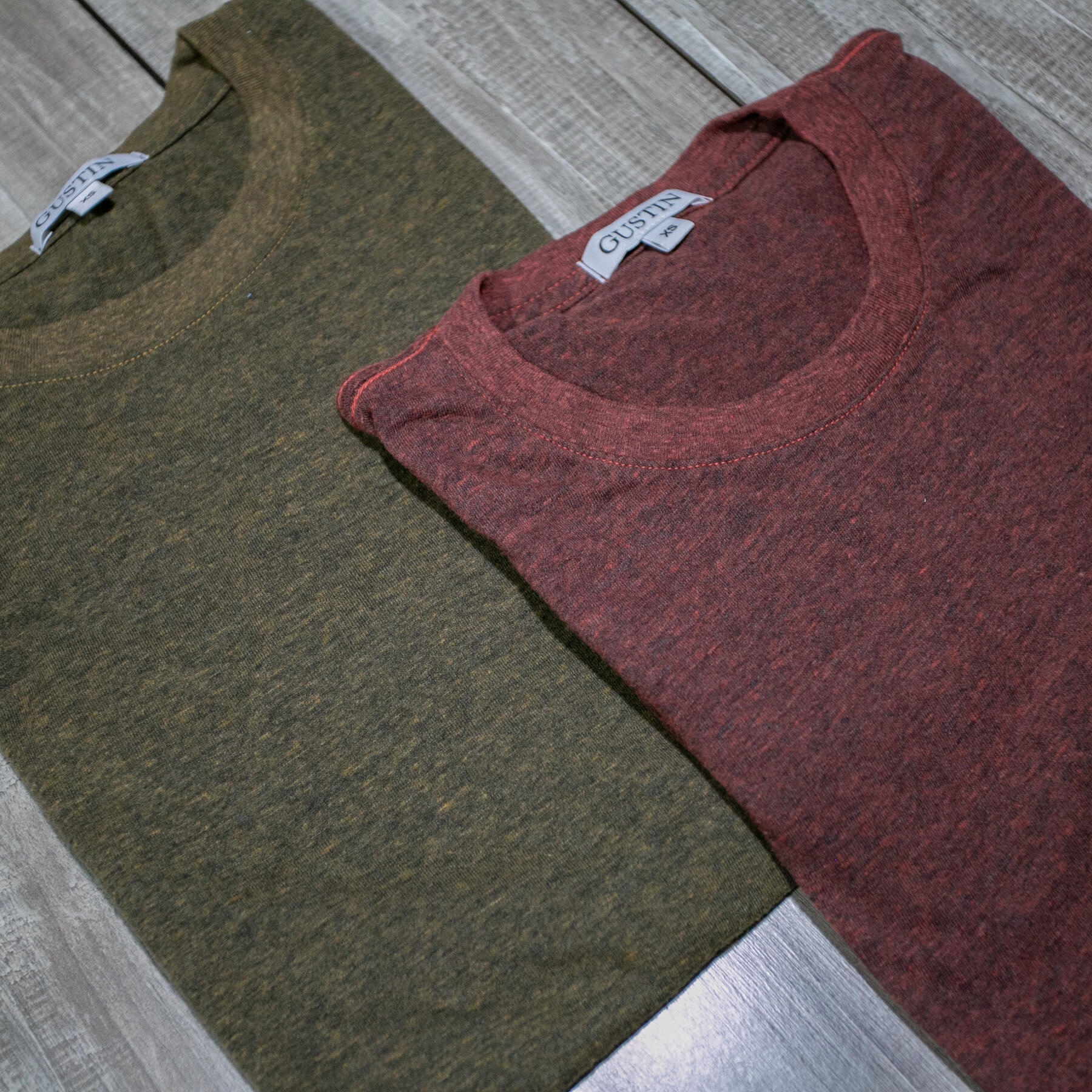 gustin usa heather t-shirt 2pk (camel, oxblood)