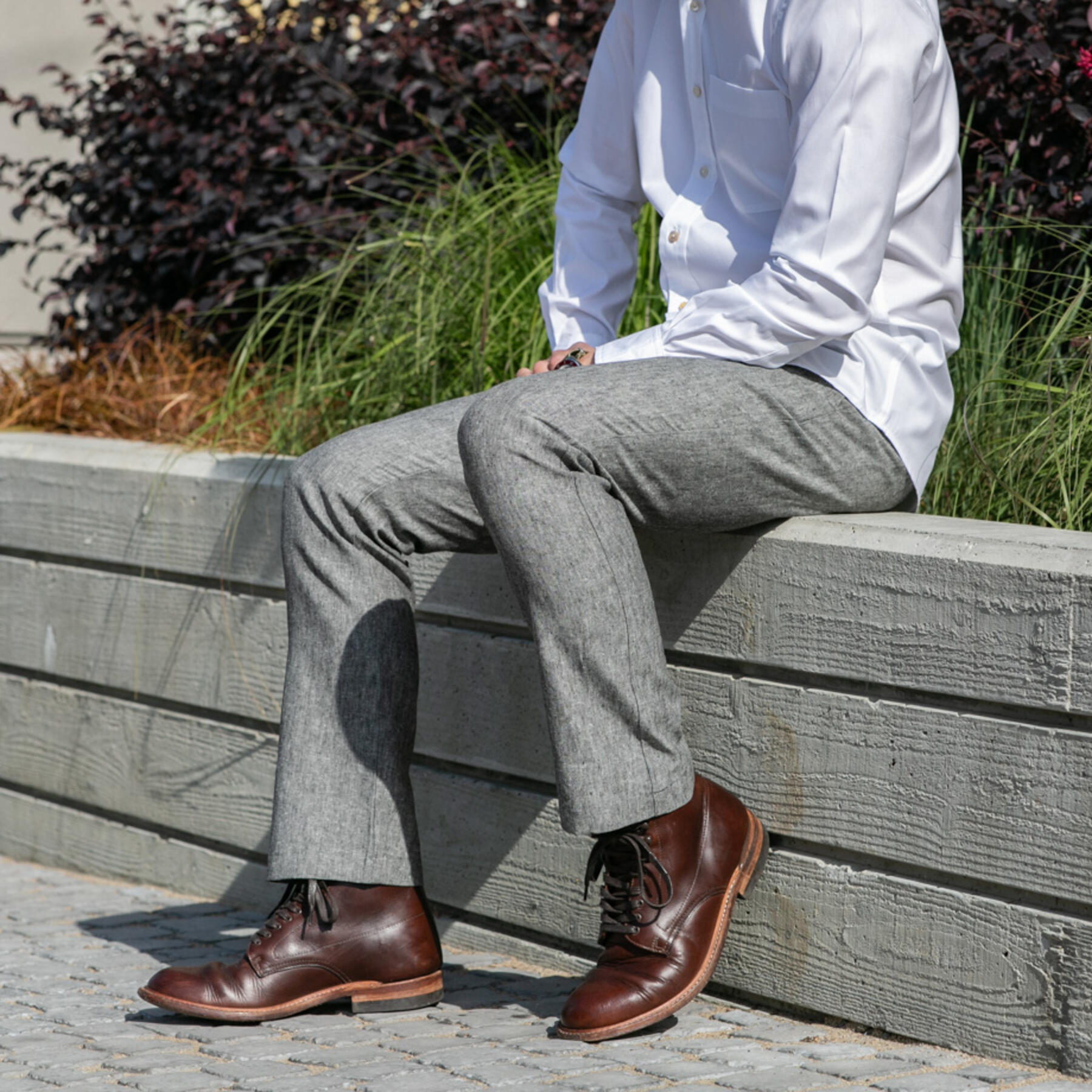 gustin #193 black linen chambray chinos