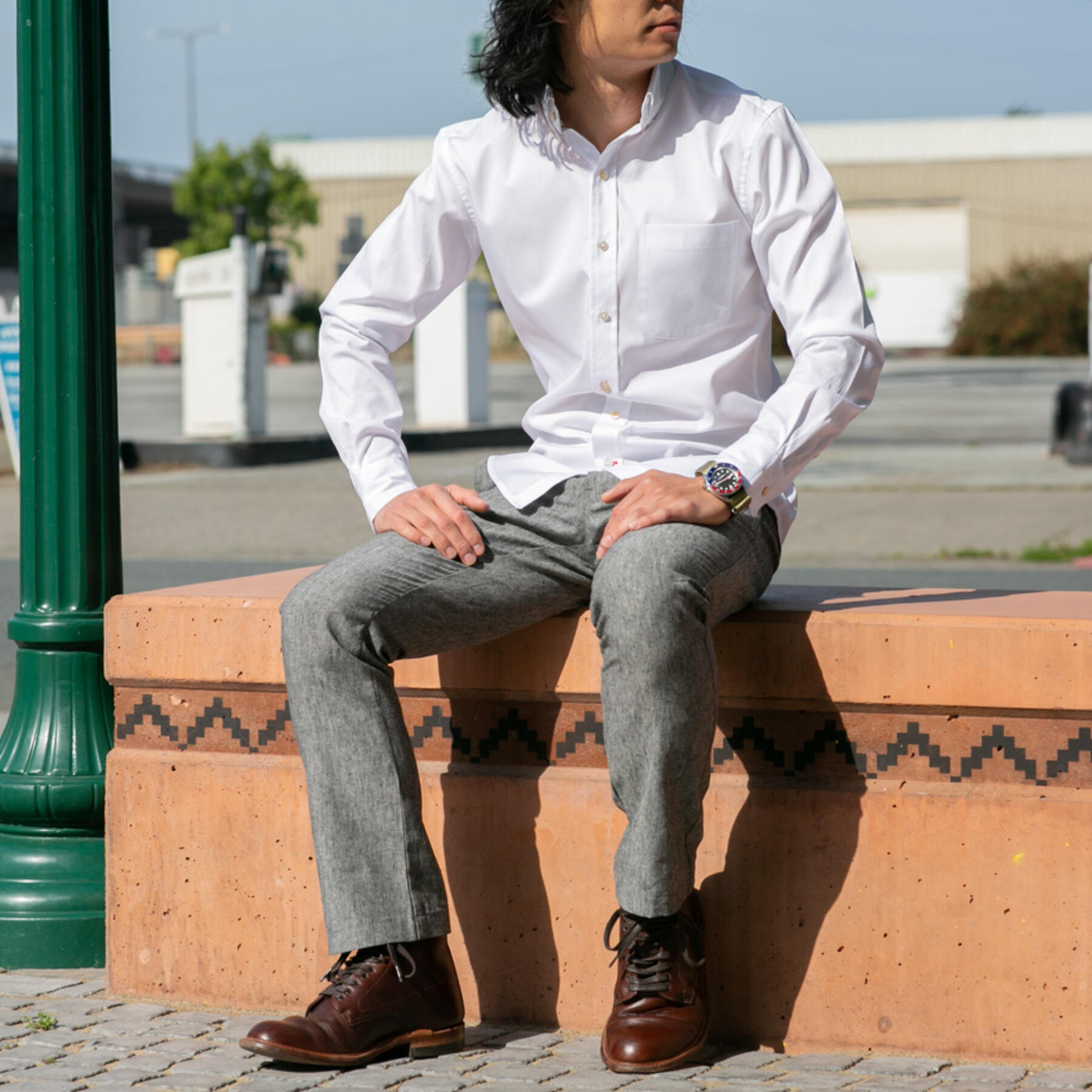 gustin #193 black linen chambray chinos