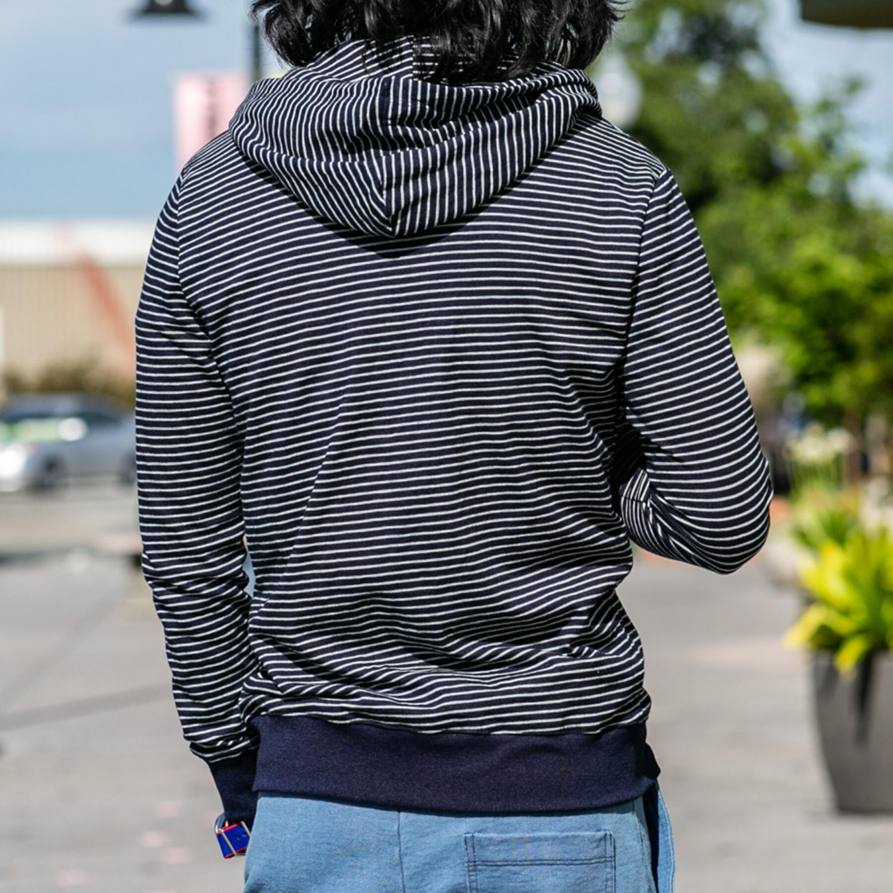 gustin indigo stripe superlight zip hoodie - dark