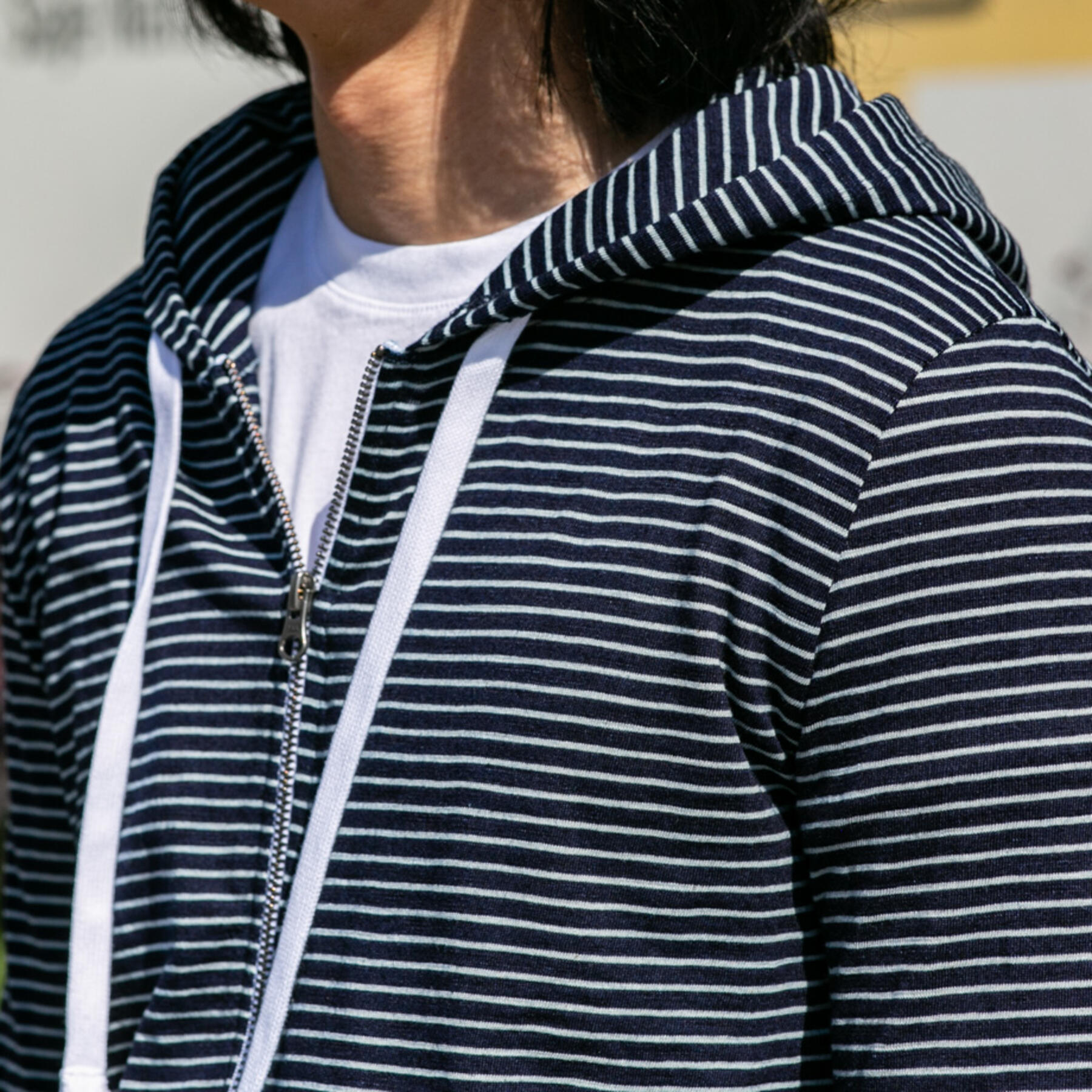 gustin indigo stripe superlight zip hoodie - dark