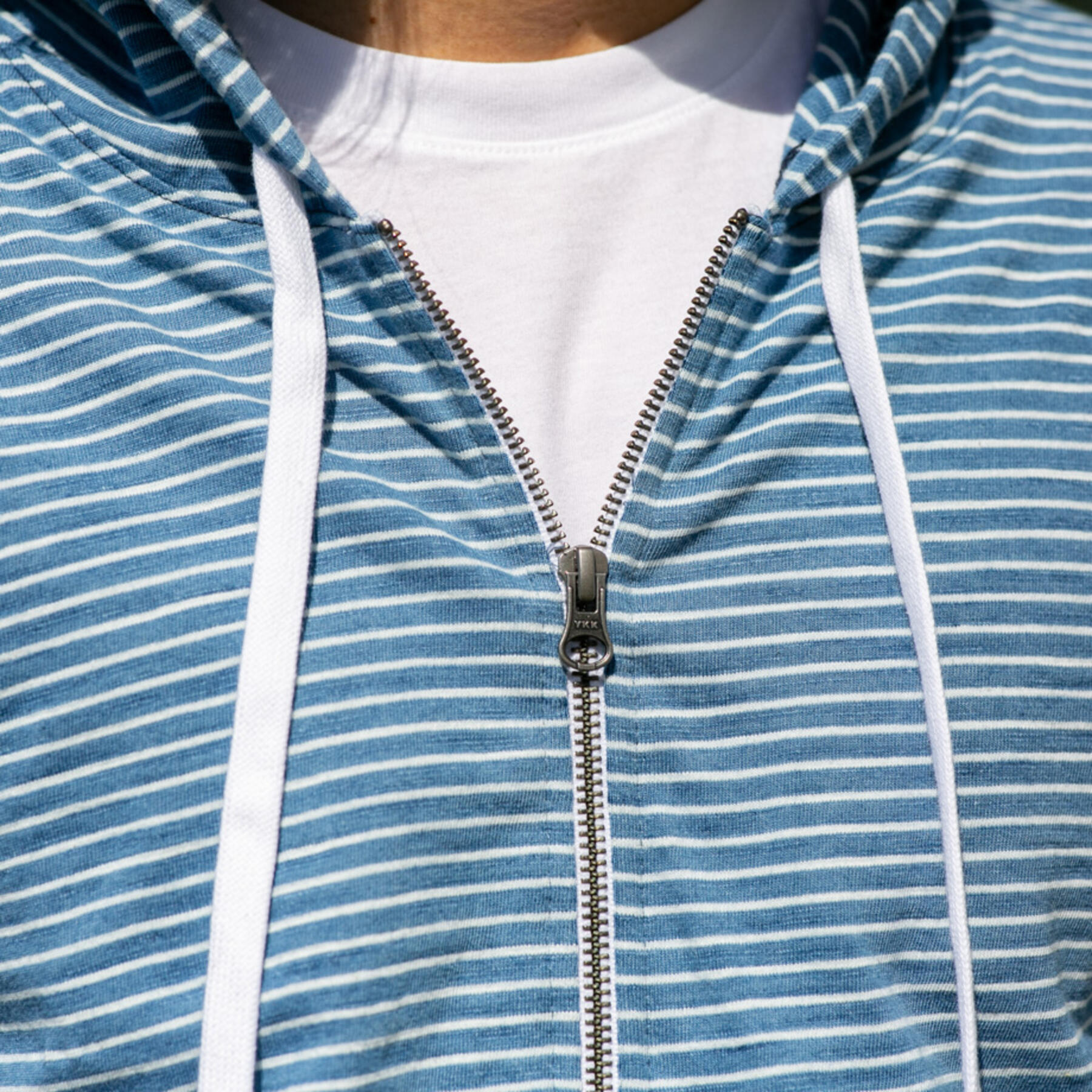 gustin indigo stripe superlight zip hoodie - vintage