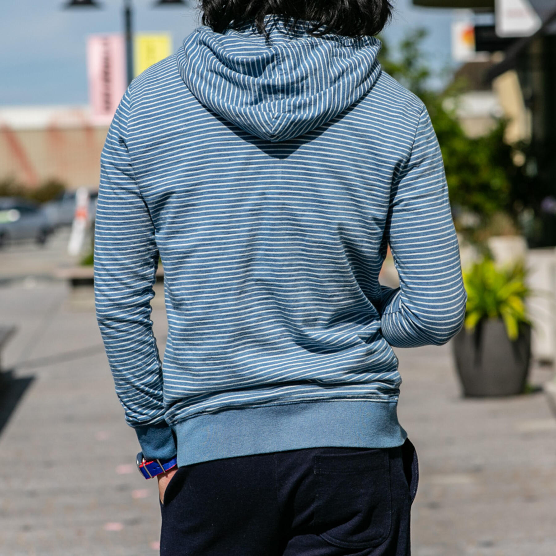 gustin indigo stripe superlight zip hoodie - vintage