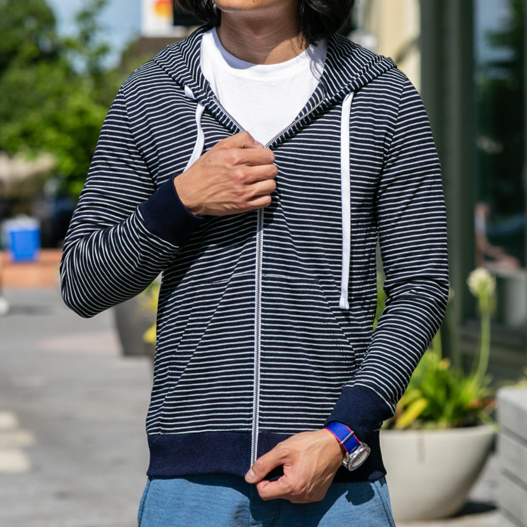 gustin indigo stripe superlight zip hoodie - 2 pack