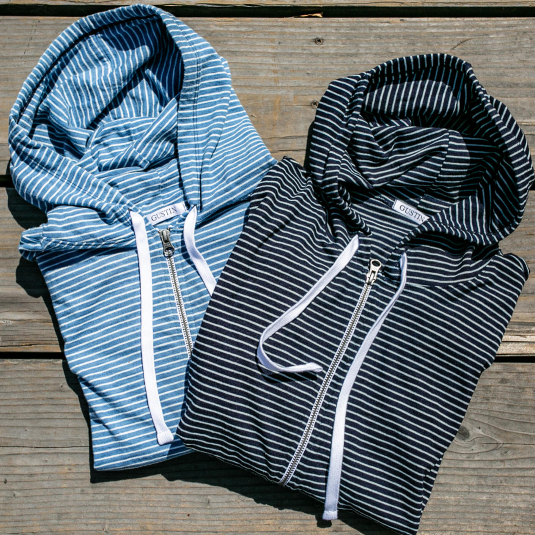gustin indigo stripe superlight zip hoodie - 2 pack