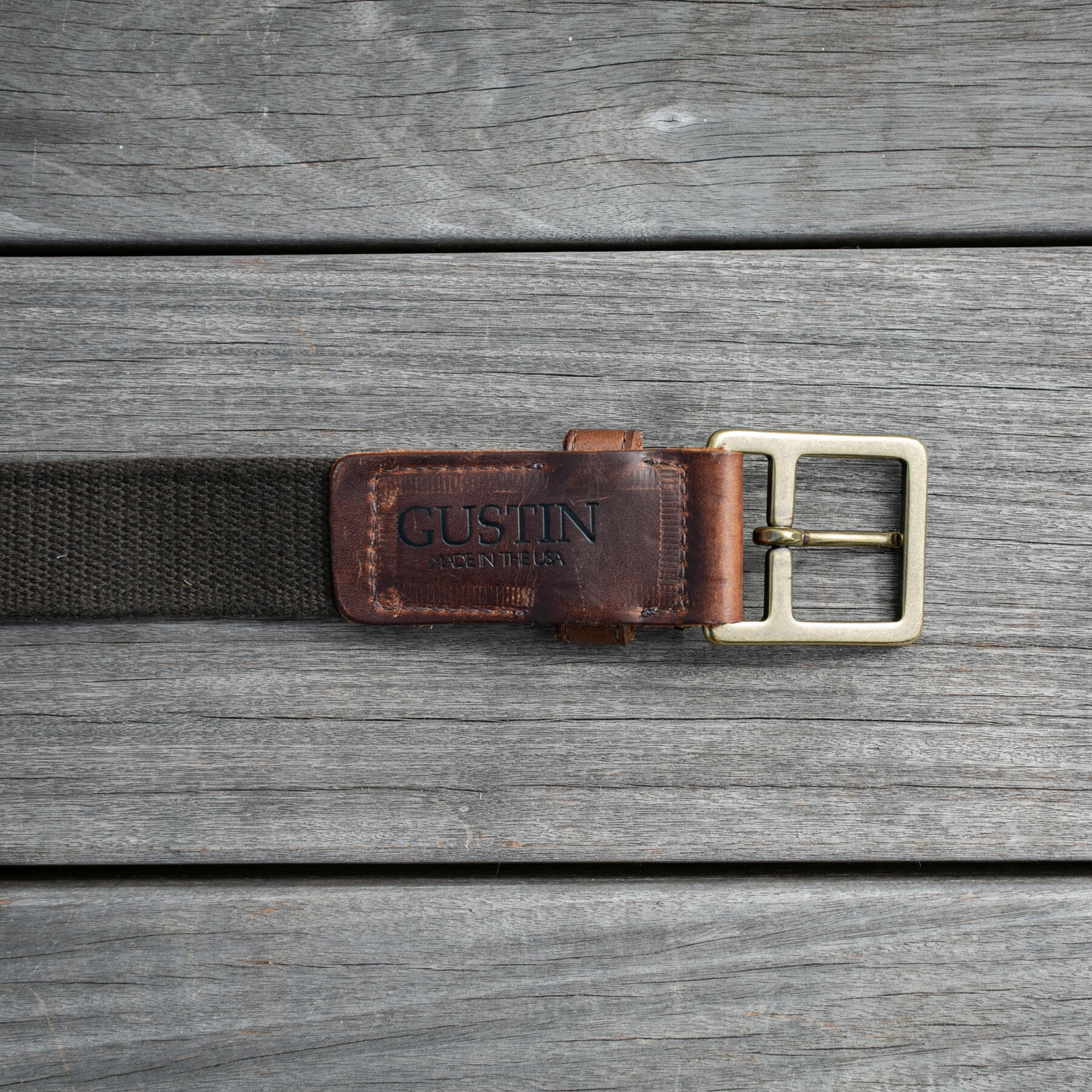 gustin drab webbing belt - nut brown dublin