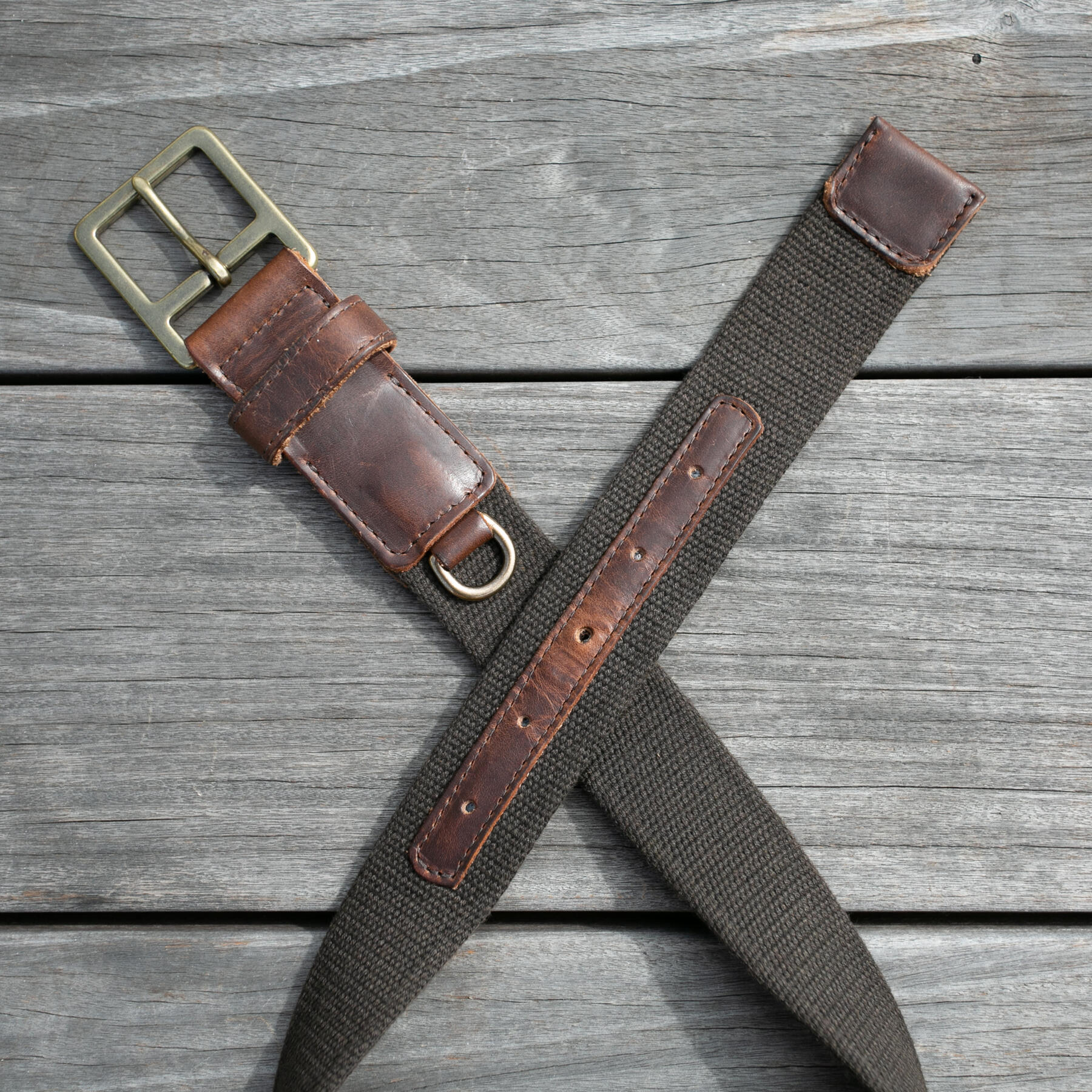gustin drab webbing belt - nut brown dublin