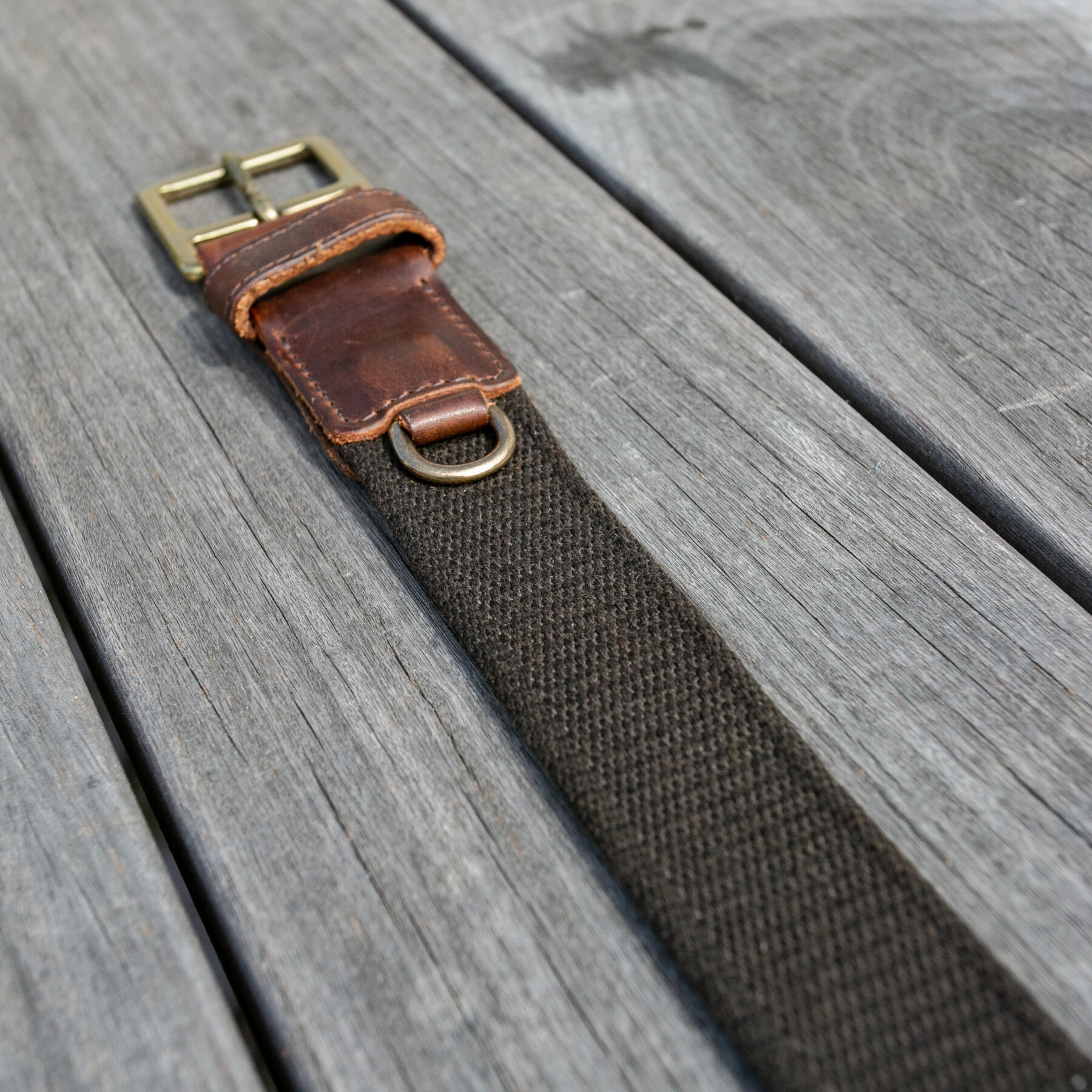 gustin drab webbing belt - nut brown dublin