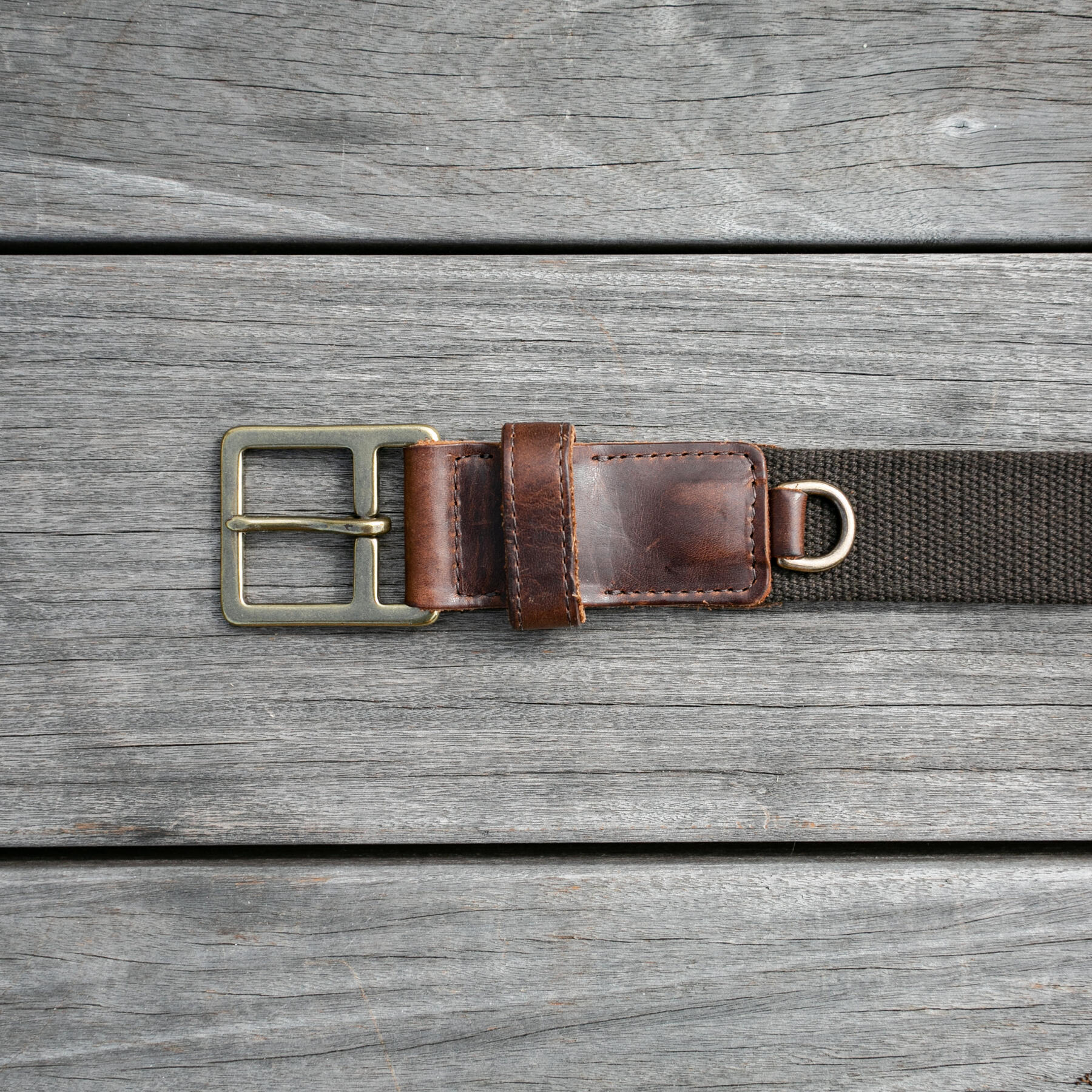 gustin drab webbing belt - nut brown dublin