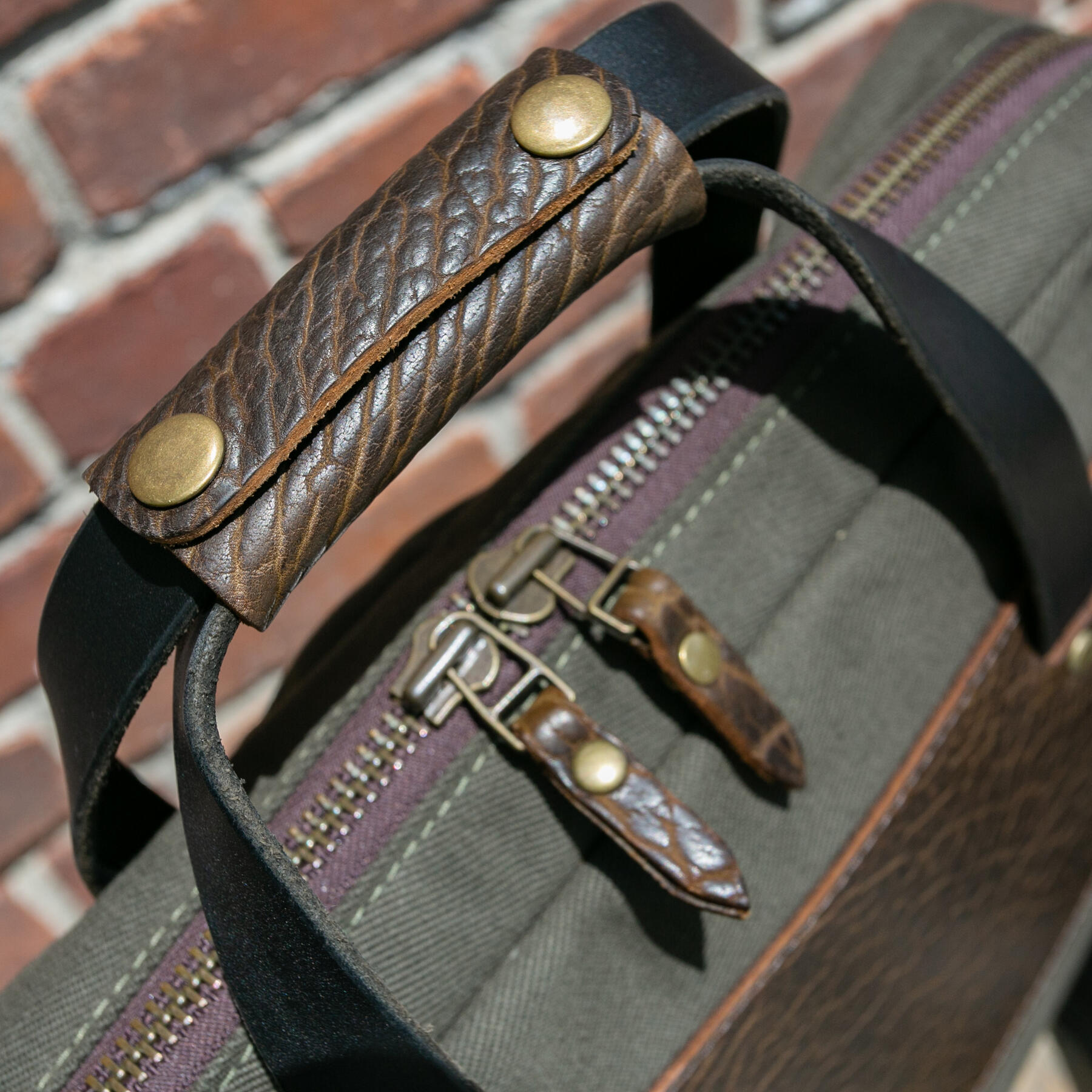 gustin bison twill briefcase - olive