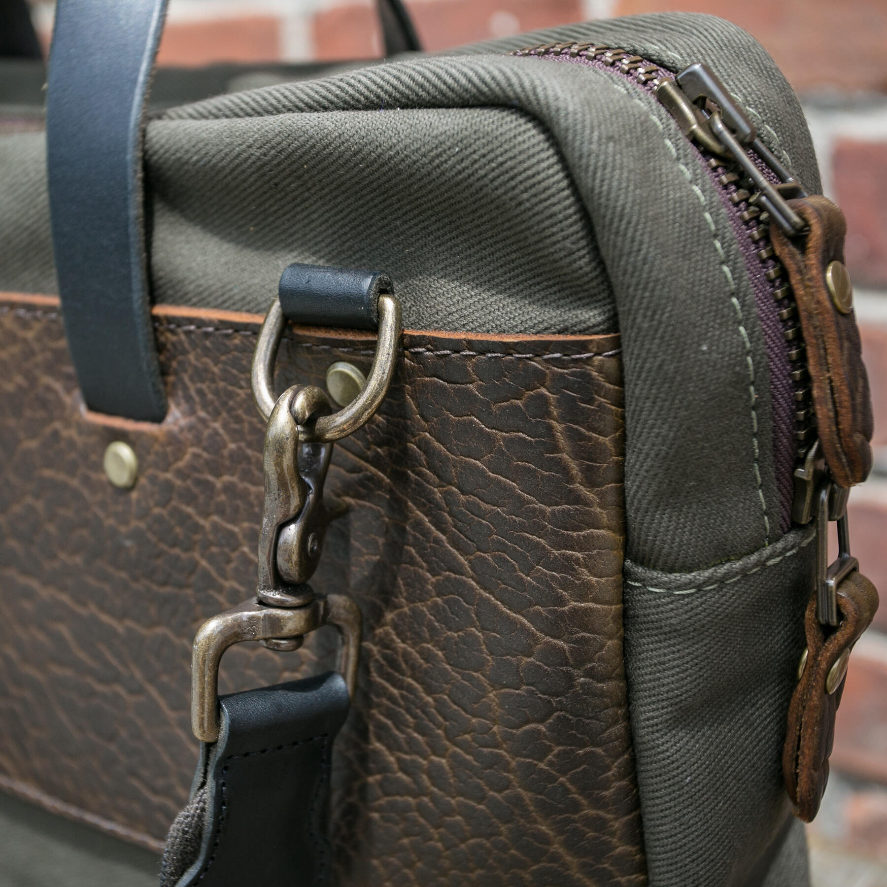 gustin bison twill briefcase - olive
