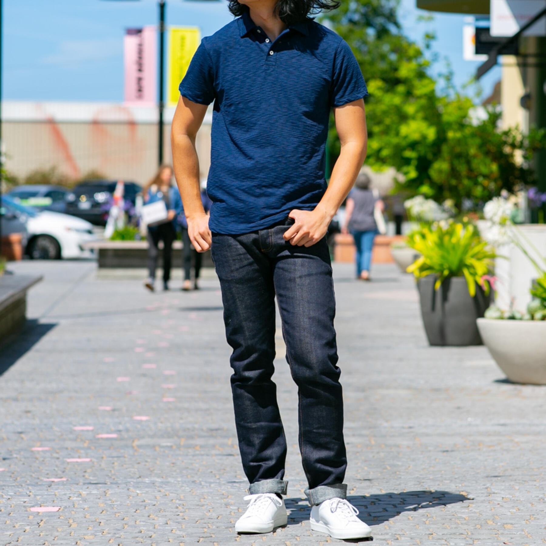 gustin american slub polo - navy
