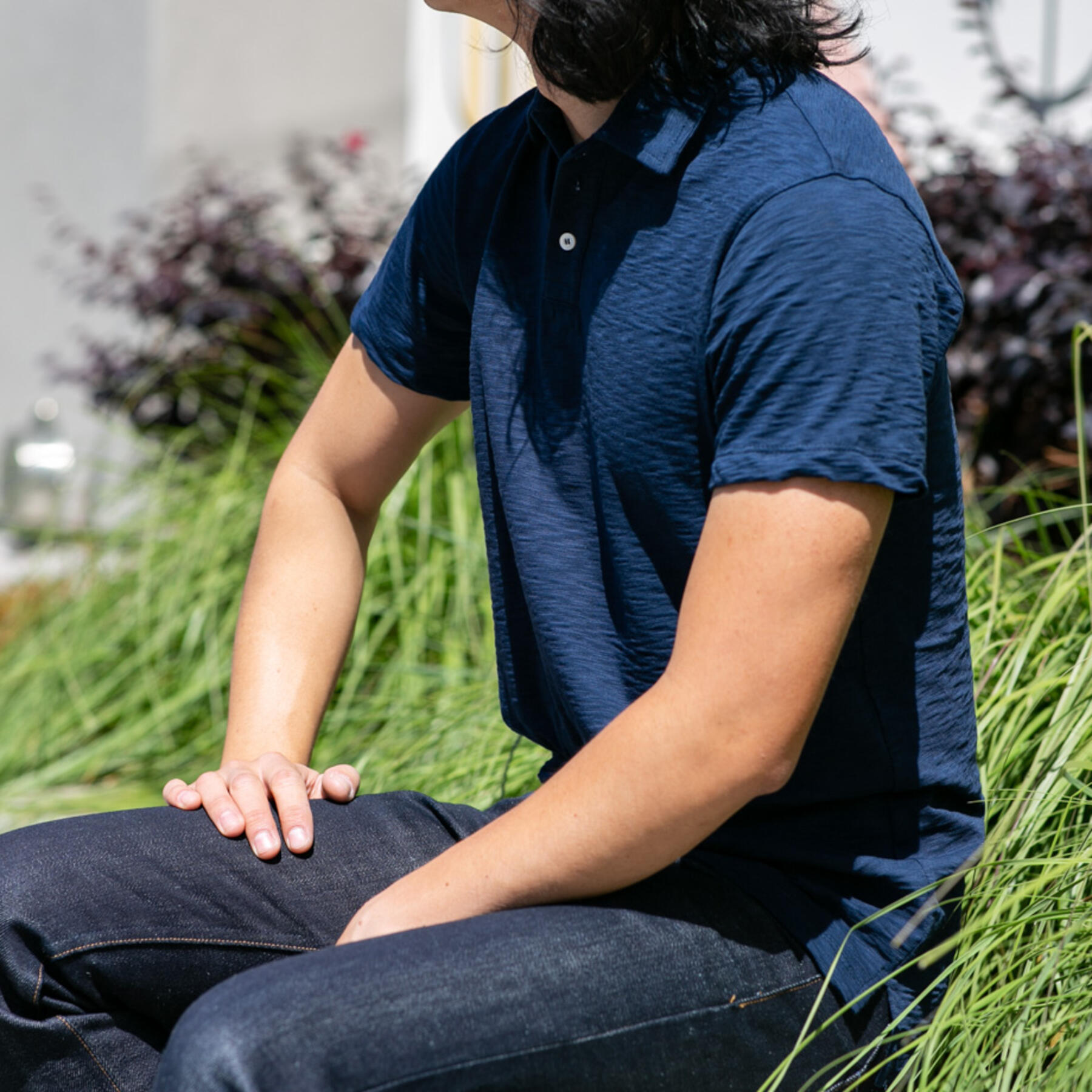 gustin american slub polo - navy