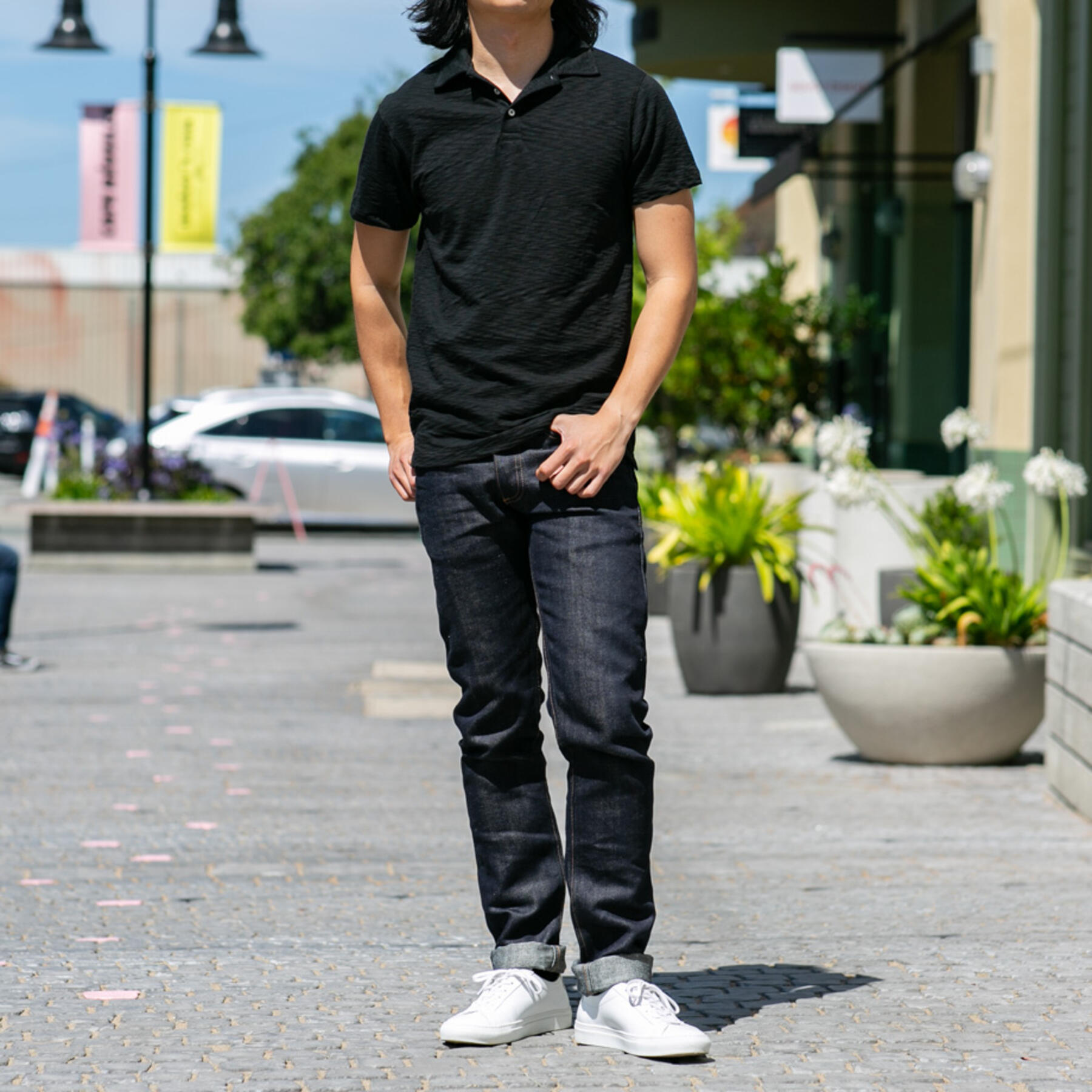 gustin american slub polo - black