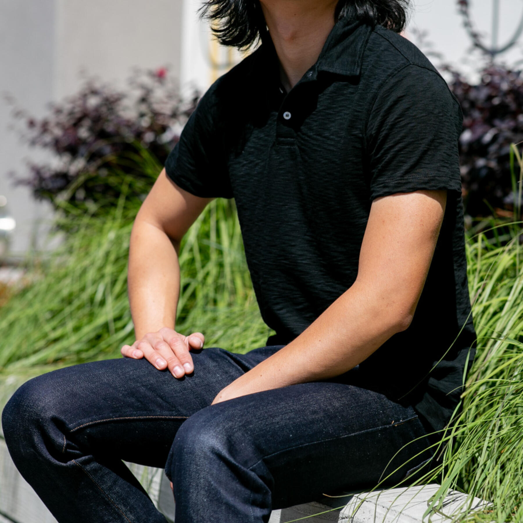 gustin american slub polo - black