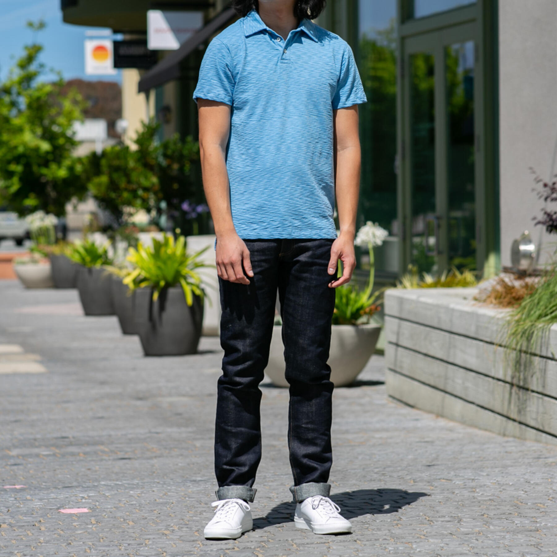 gustin american slub polo - sky