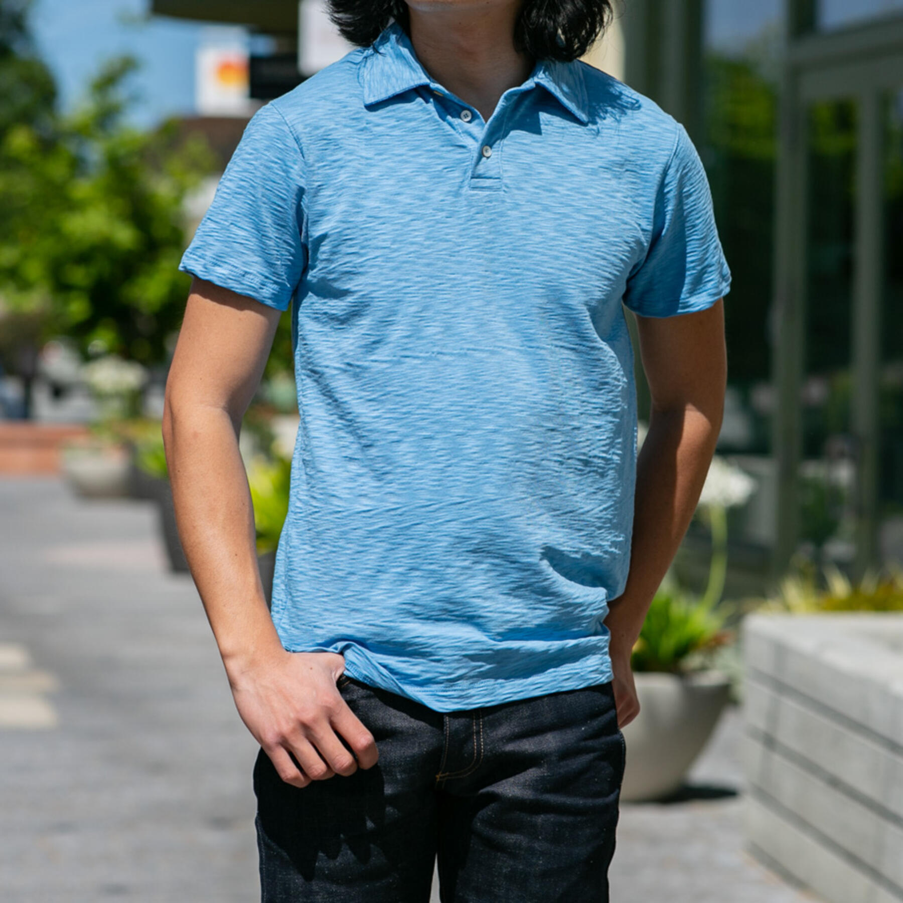 gustin american slub polo - sky