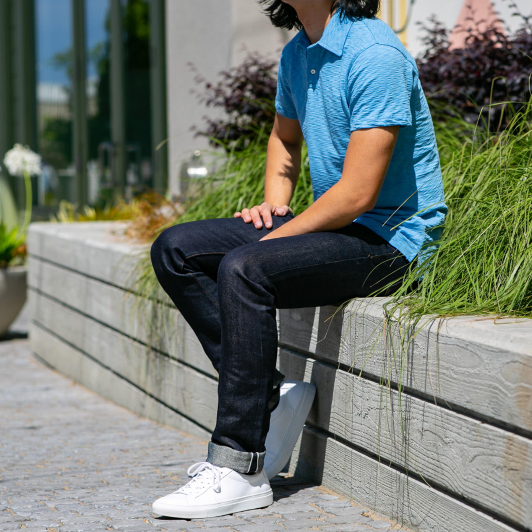 gustin american slub polo - sky