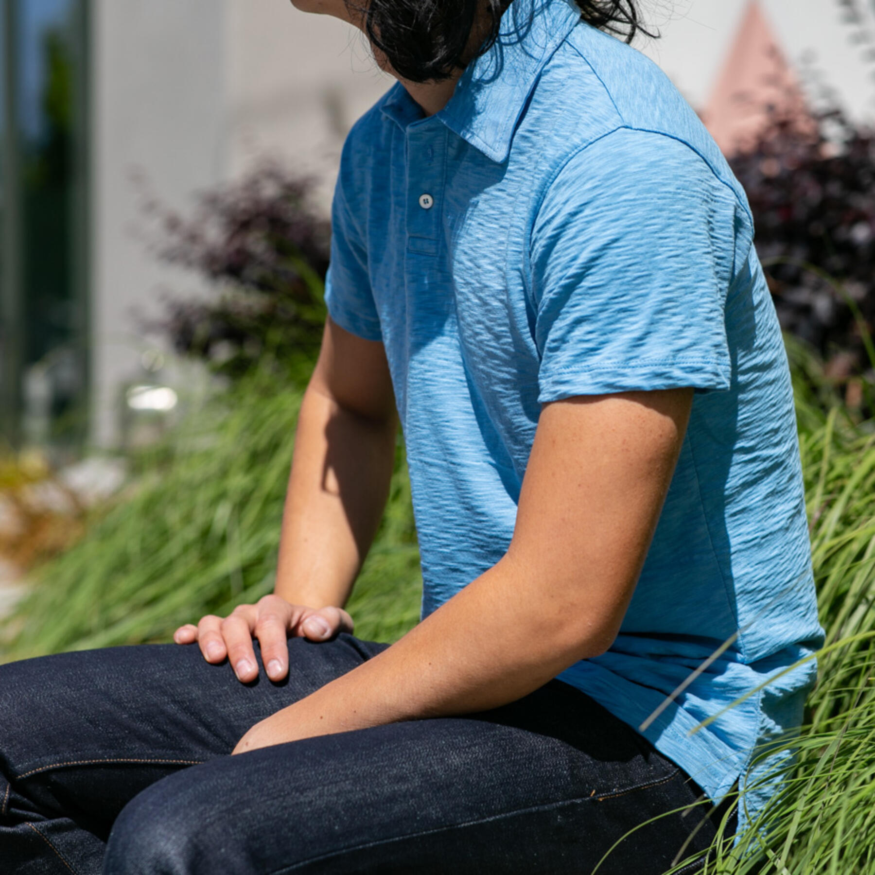 gustin american slub polo - sky