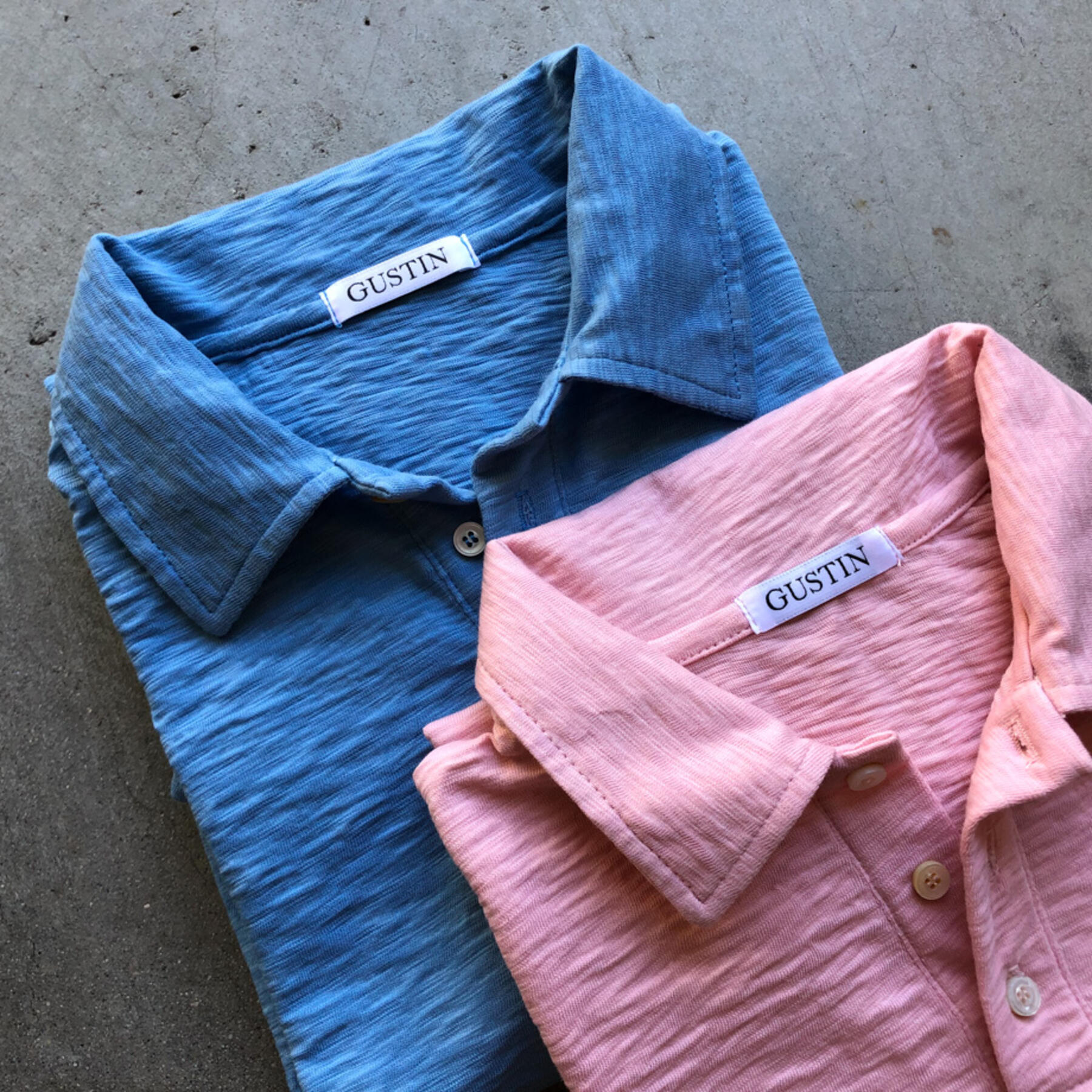 gustin american slub polo - 2 pack (sky, faded pink)