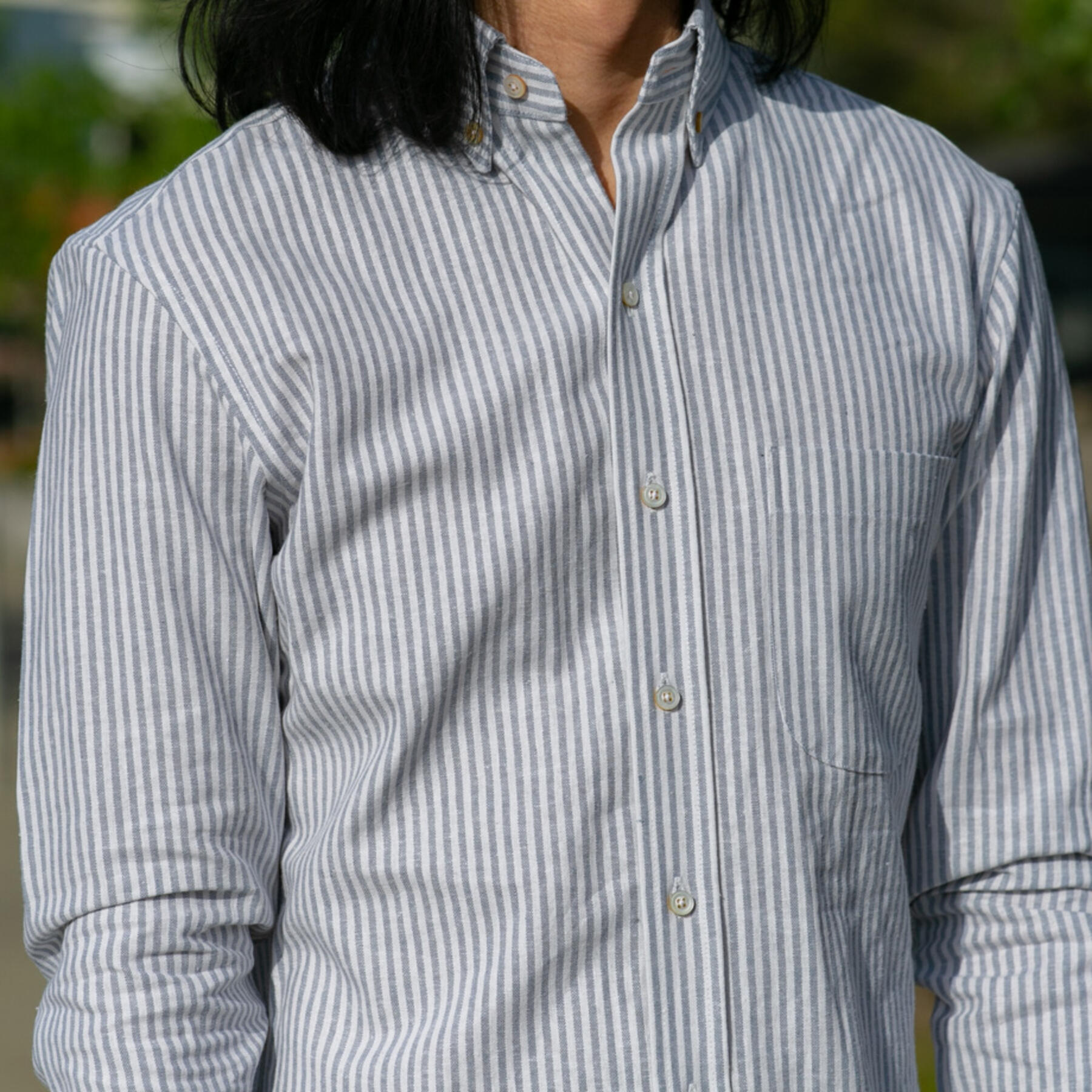 gustin #686 linen charcoal stripe