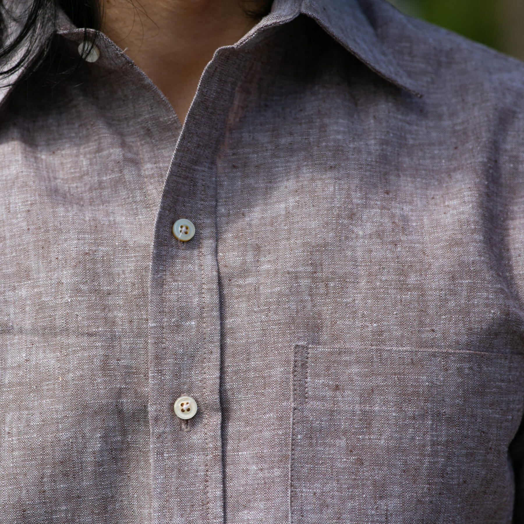 gustin #688 rust linen chambray short sleeve shirt