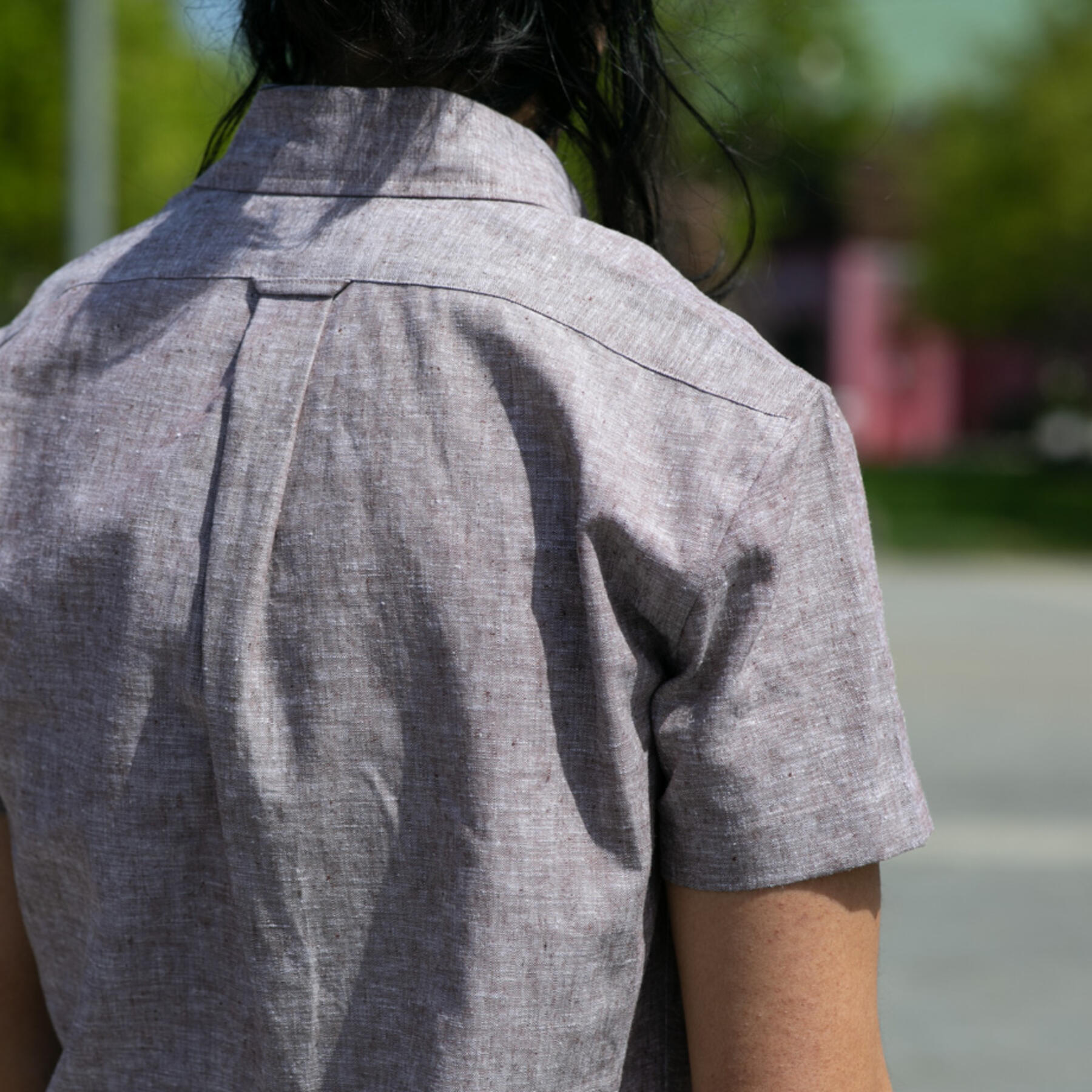 gustin #688 rust linen chambray short sleeve shirt