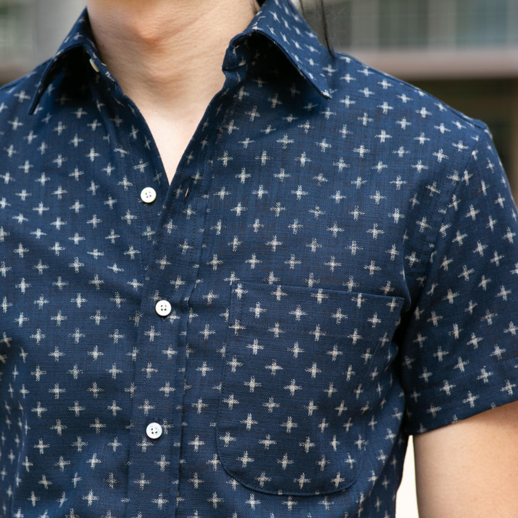 gustin #687 indigo star short sleeve shirt