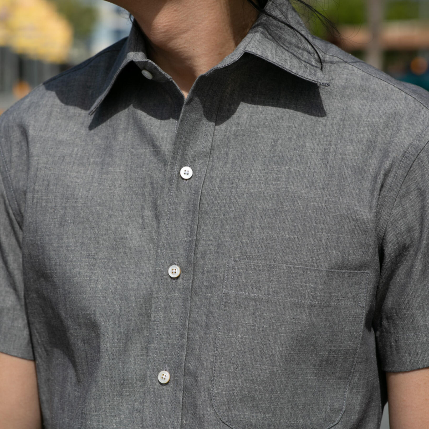 gustin #691 grey chambray short sleeve shirt