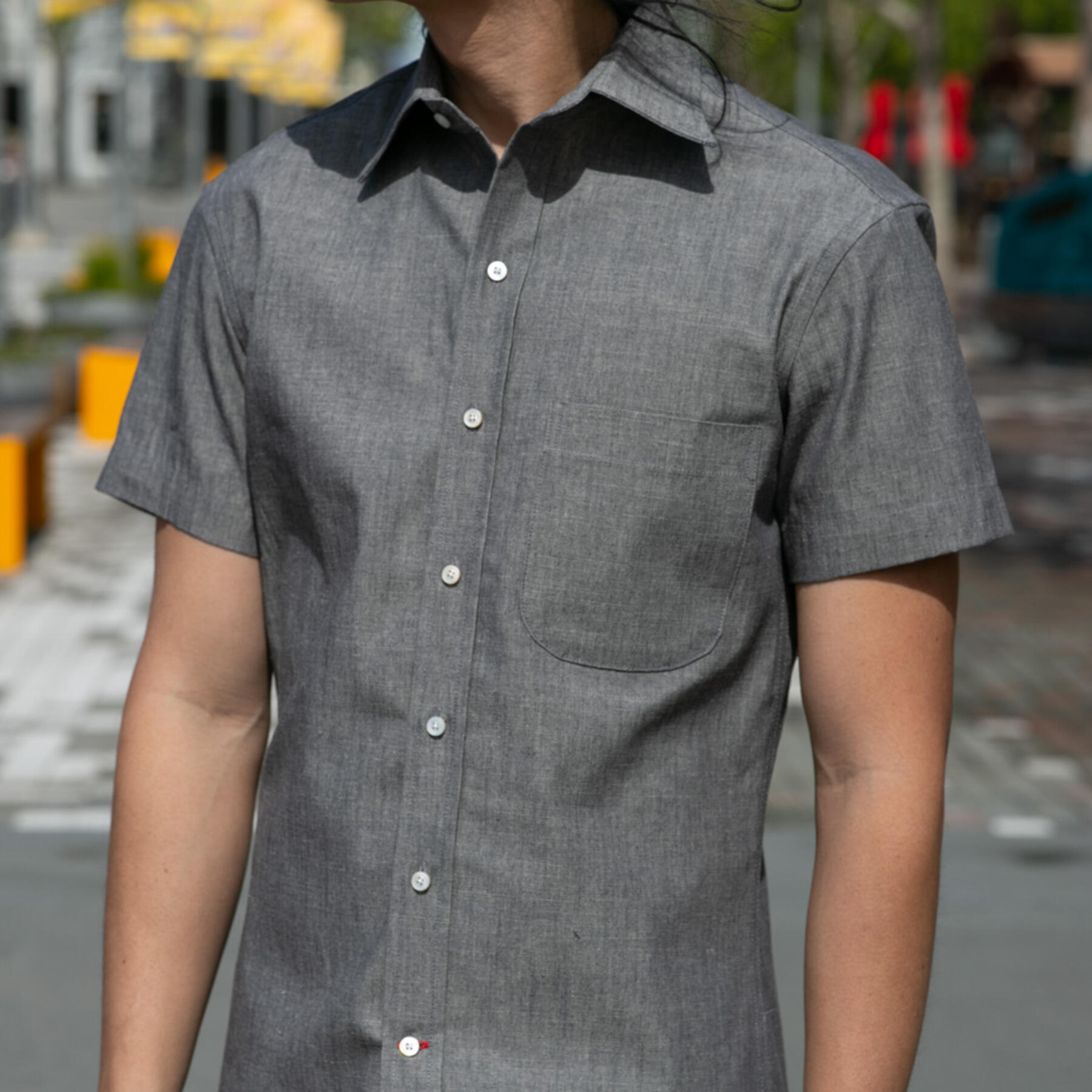 gustin #691 grey chambray short sleeve shirt