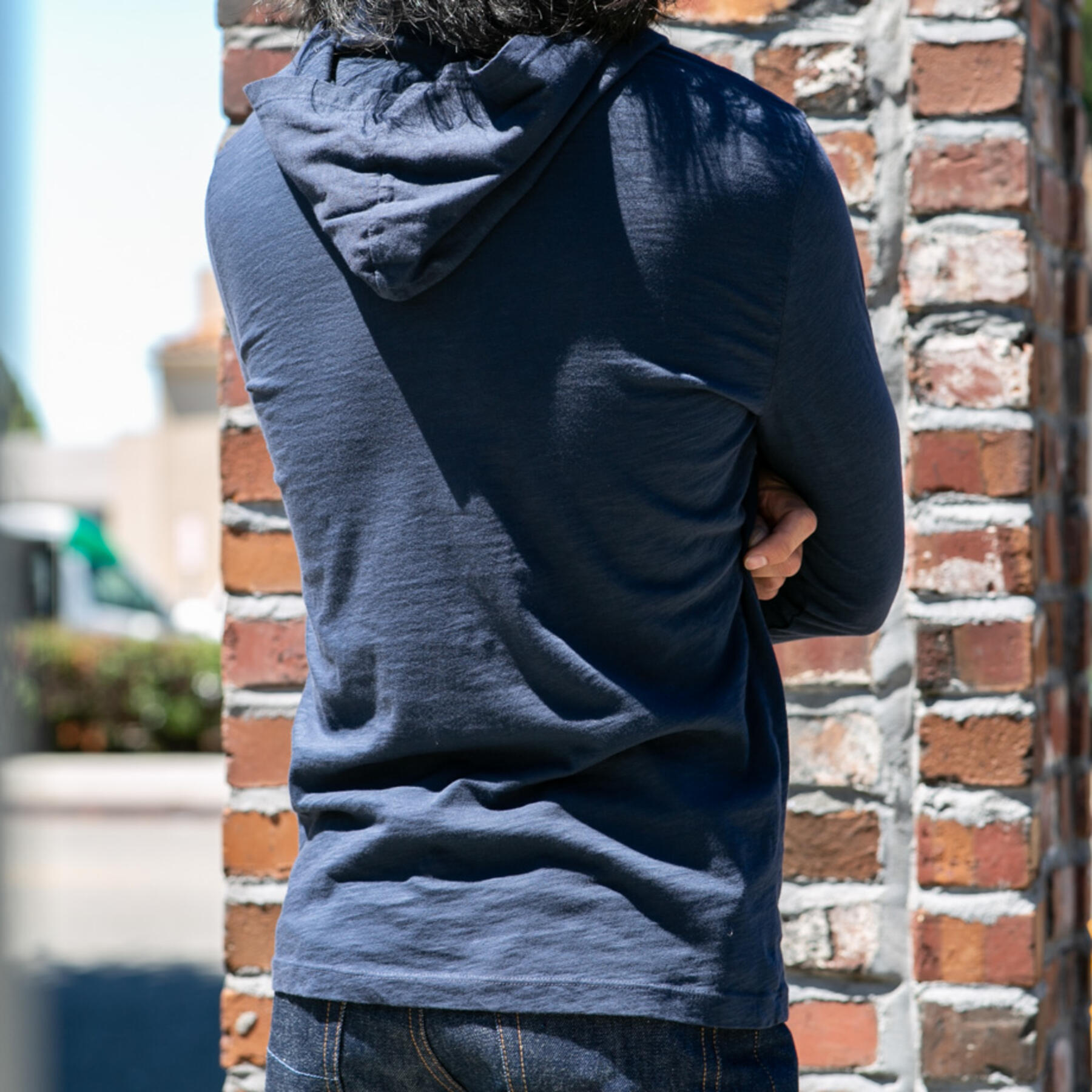 gustin superlight slub pocket hoodie - navy