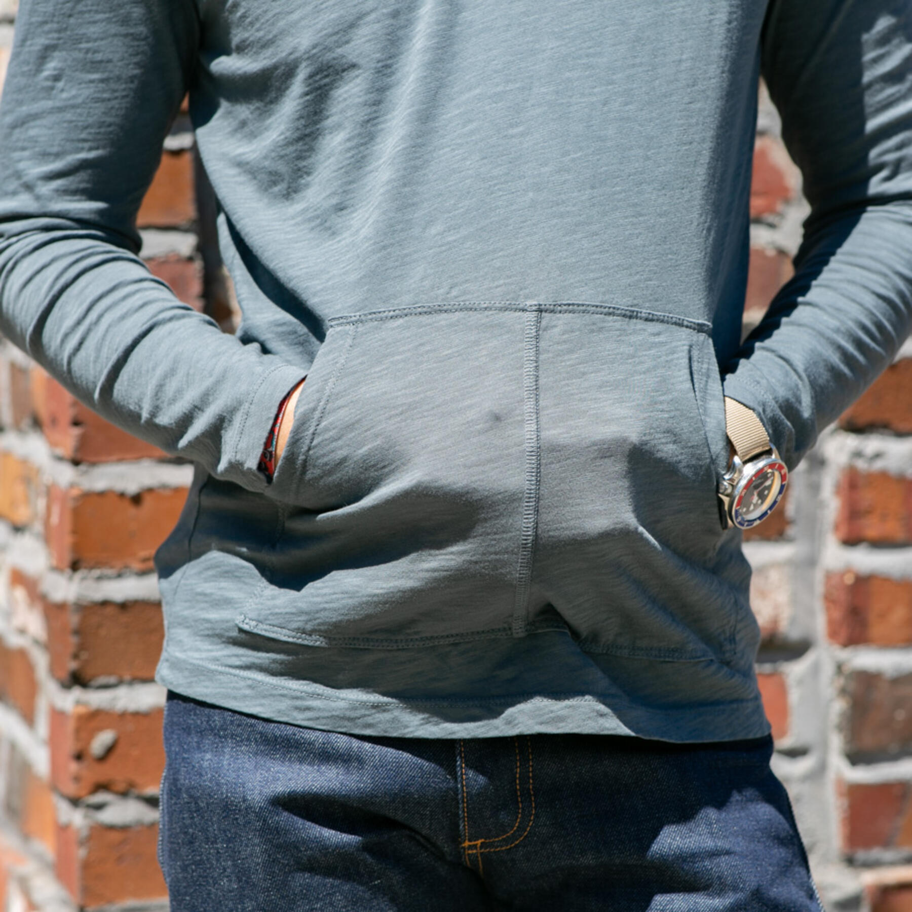gustin superlight slub pocket hoodie - titanium