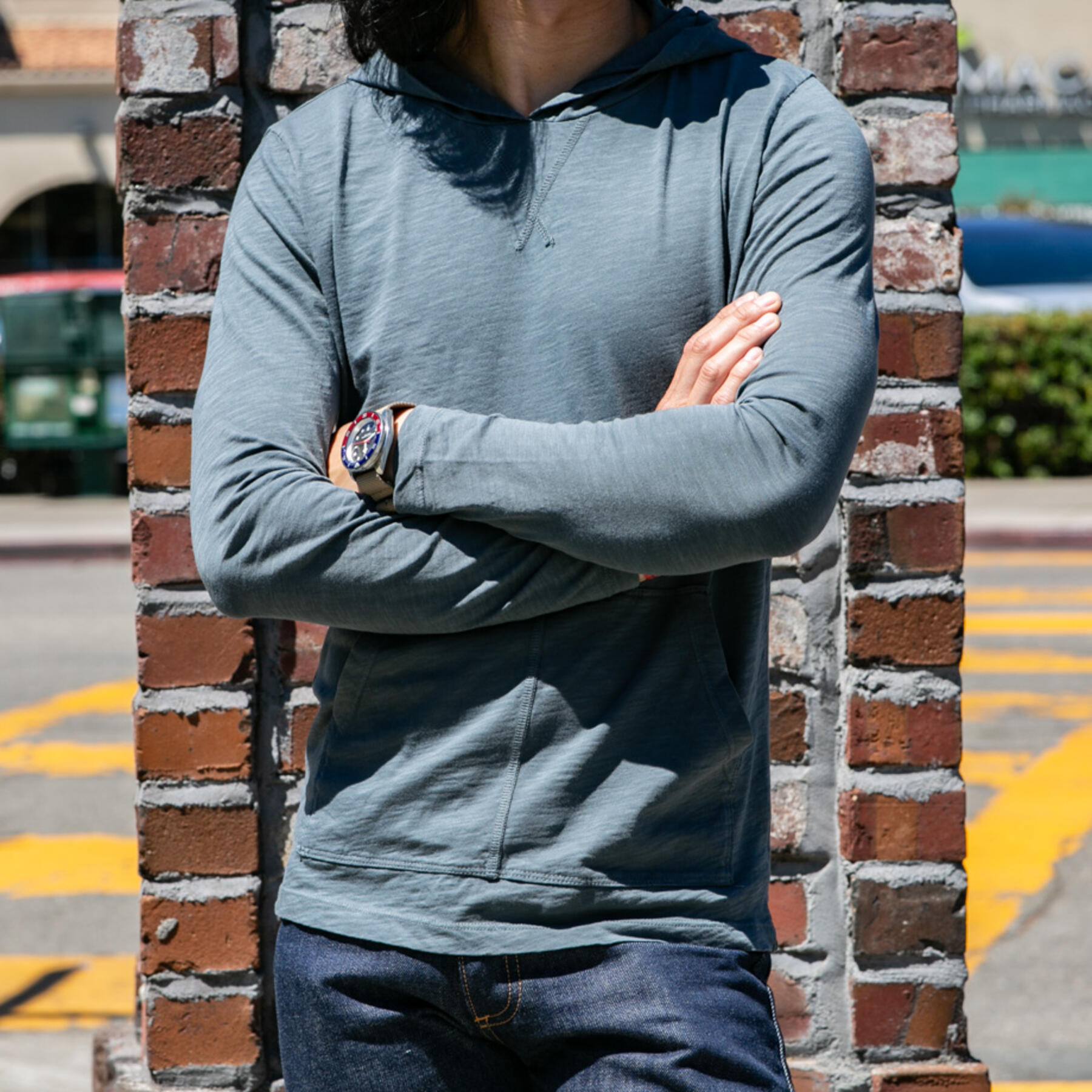 gustin superlight slub pocket hoodie - titanium