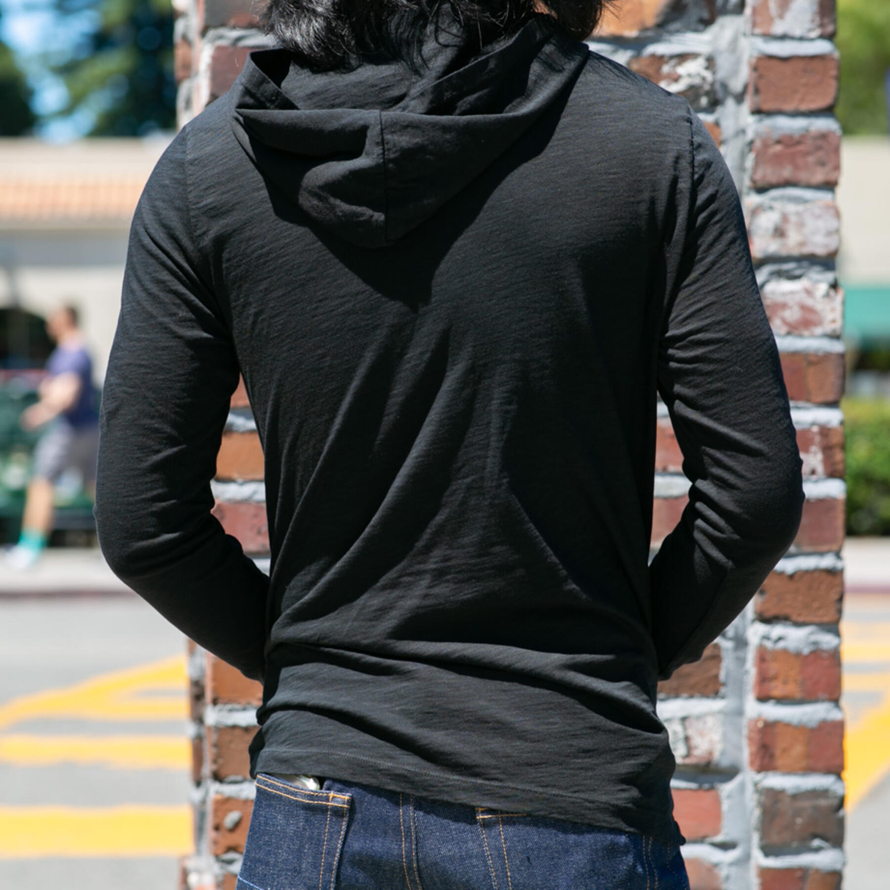gustin superlight slub pocket hoodie - black